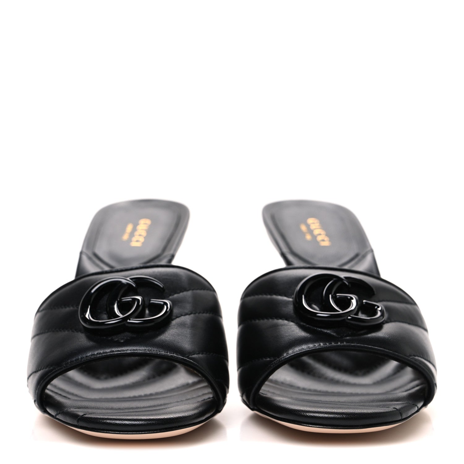 Nappa Matelasse Monochrome GG Marmont 75mm Slide Sandals 37.5 Black