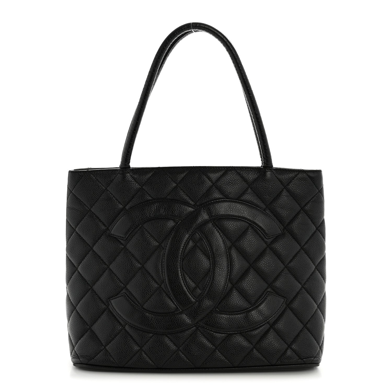 Caviar Quilted Medallion Tote Black
