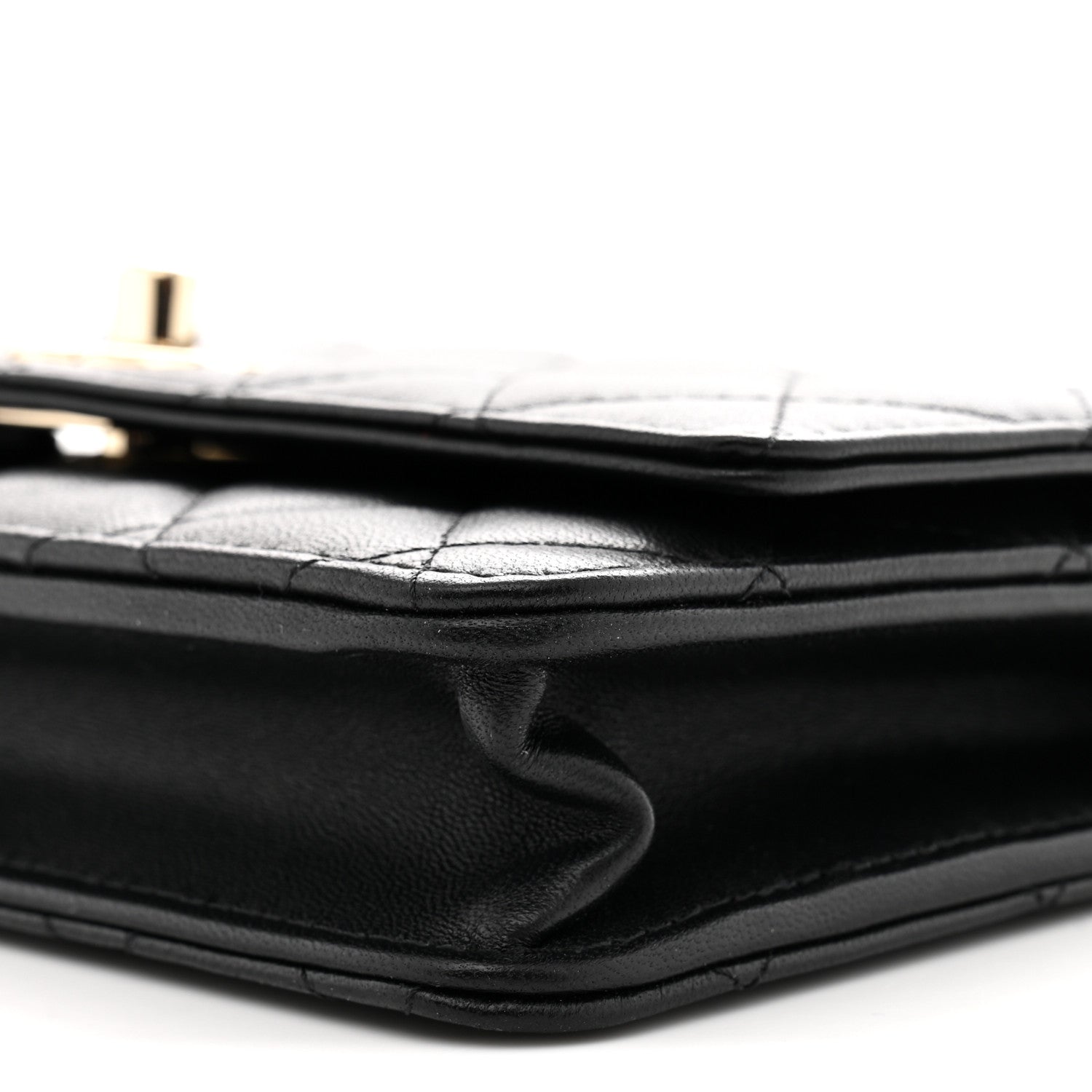 Lambskin Quilted Trendy CC Wallet On Chain WOC Black