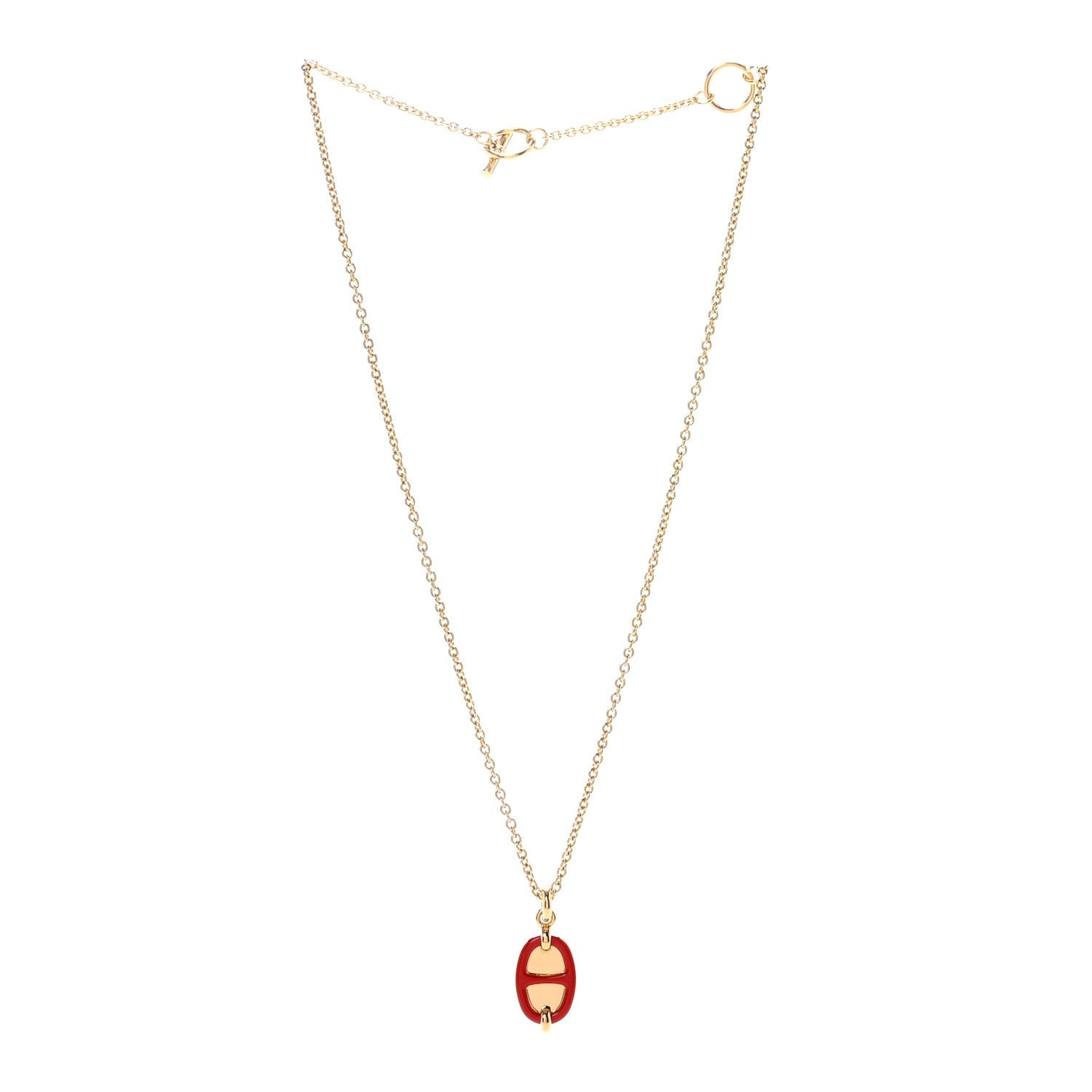 Metal Enamel Mini Maillon Pendant Necklace Rouge Vif