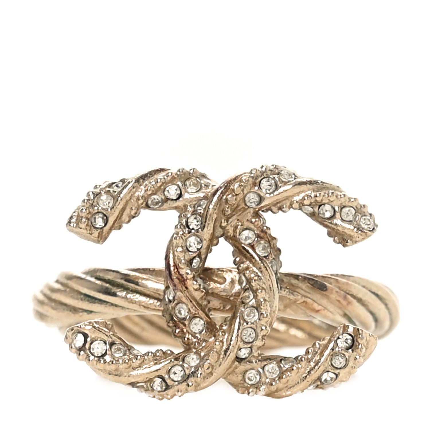 Crystal Twisted CC Ring 53 6.5 Gold