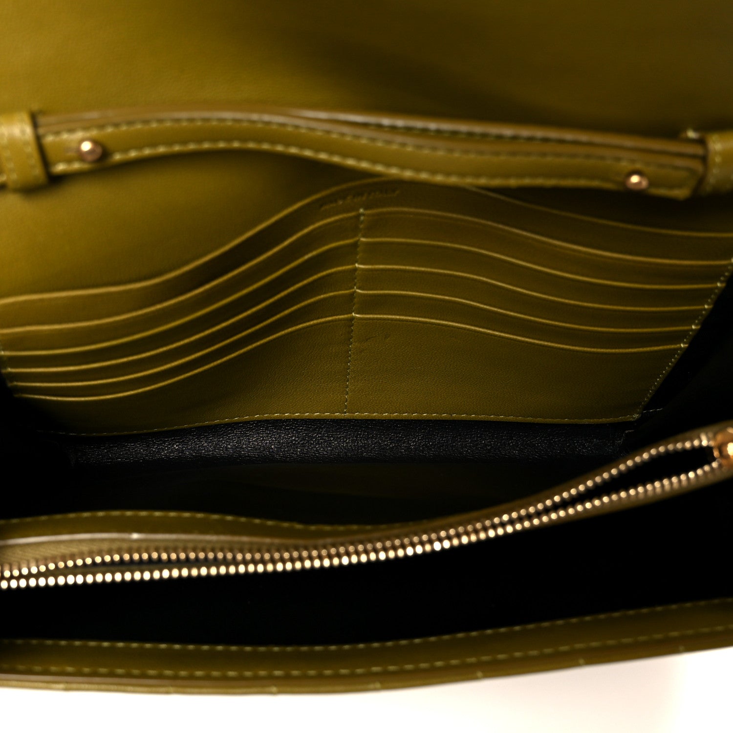 Lambskin Carre Quilted Cassandre Chain Wallet Olive Drab