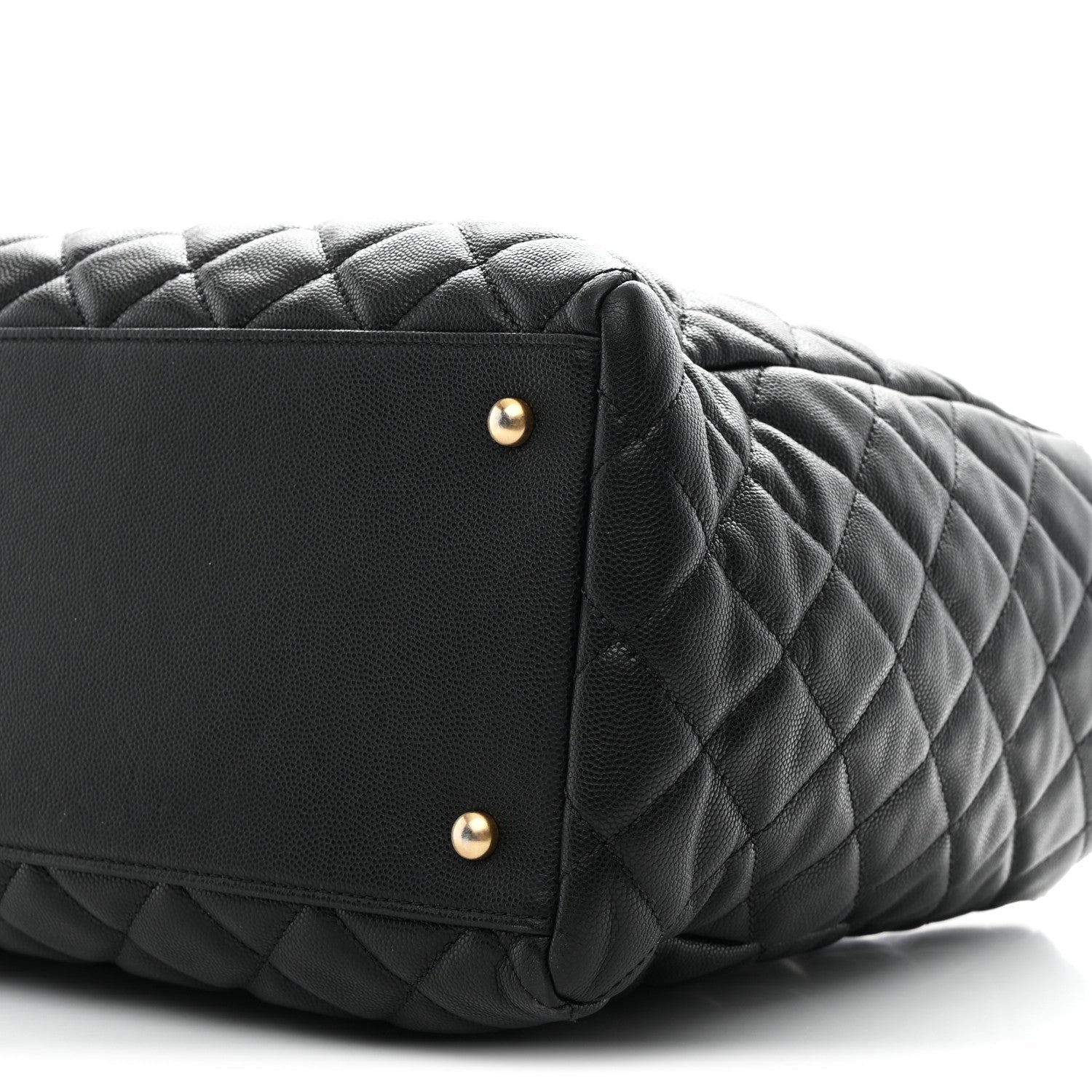 Caviar Quilted Large Coco Handle Shopping Tote Black