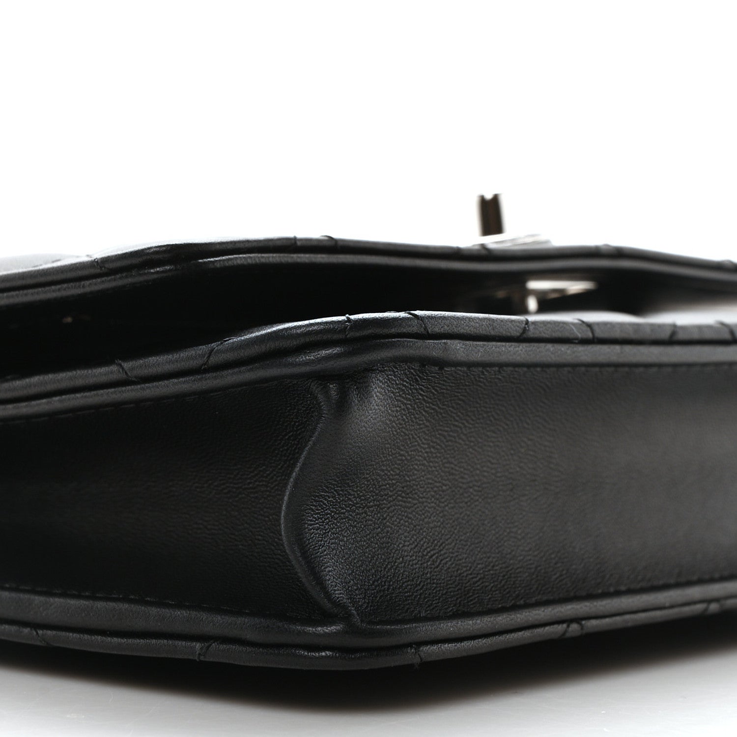 Lambskin Quilted Metal Top Handle Wallet On Chain WOC Black