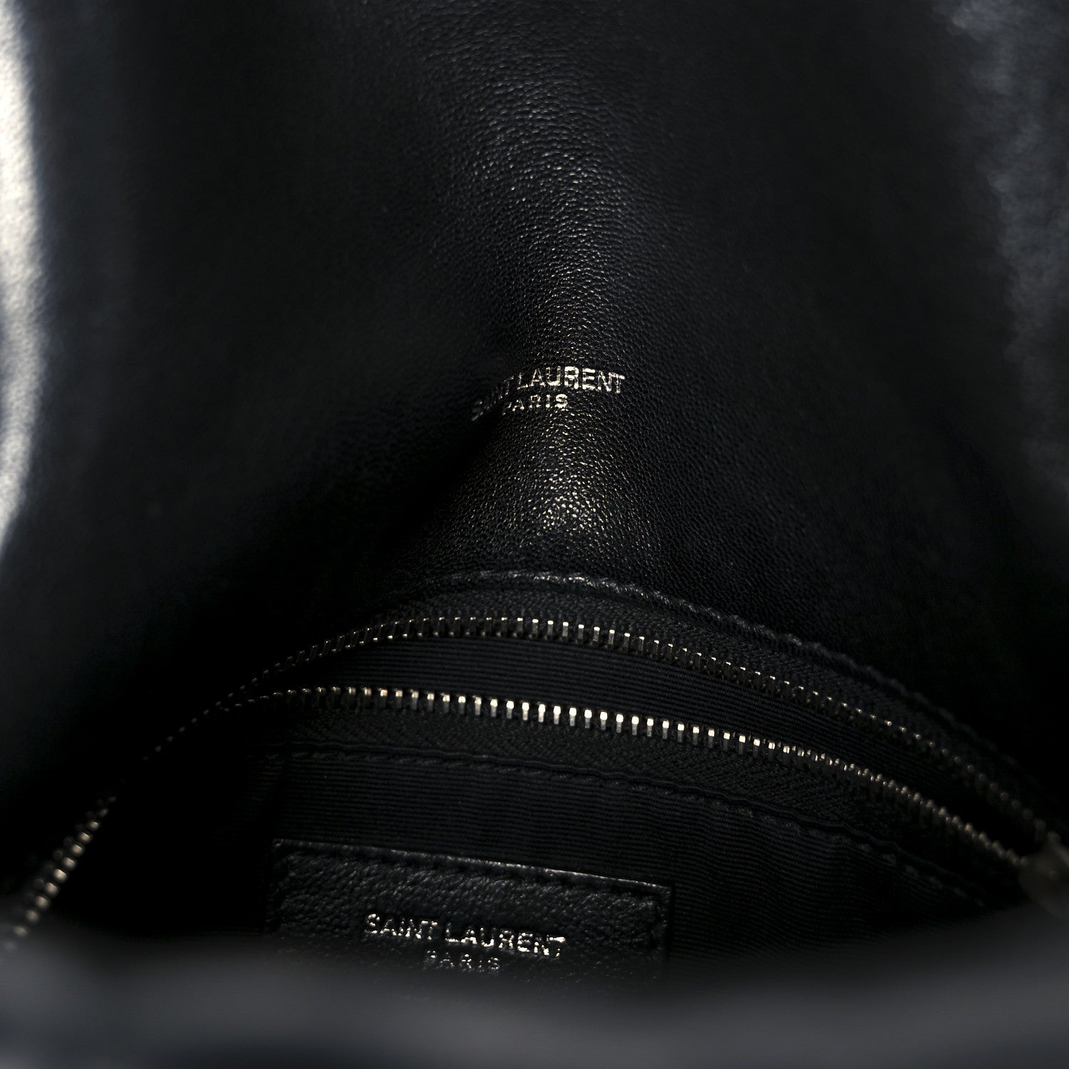 Lambskin Quilted Small Loulou Puffer Monogram Chain Satchel Black