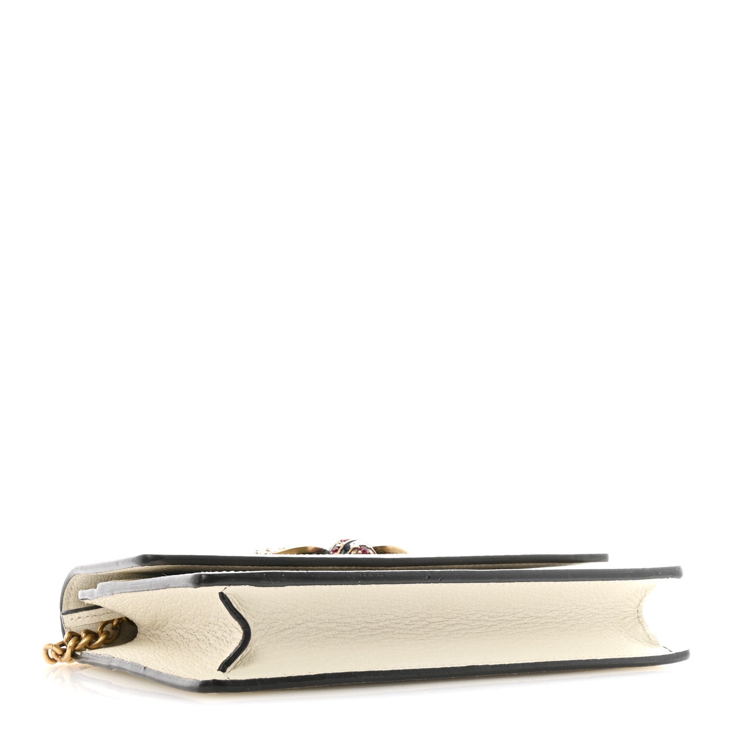 GG Supreme Monogram Web Queen Margaret Chain Wallet White