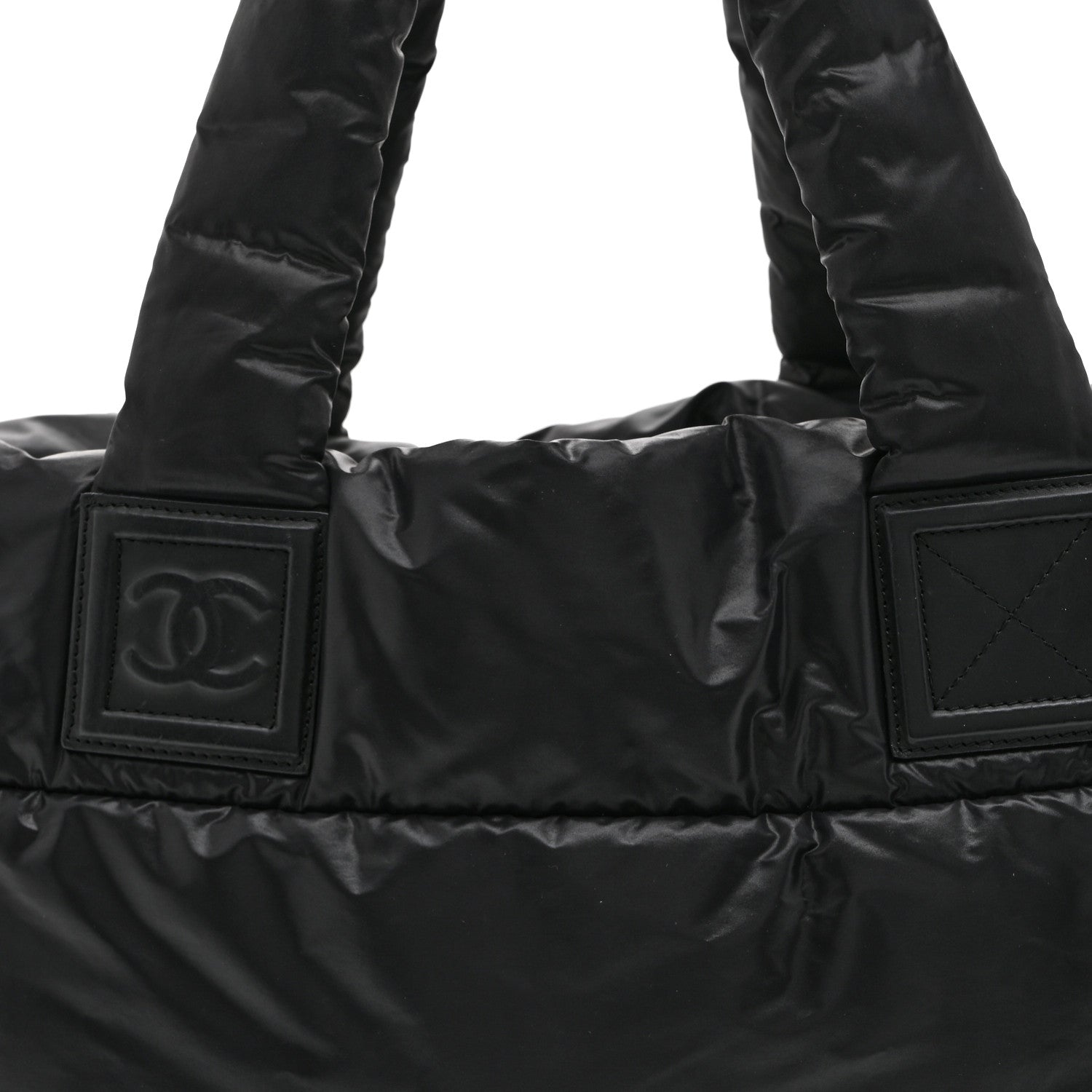 Lambskin Quilted Large Coco Cocoon Reversible Tote Black