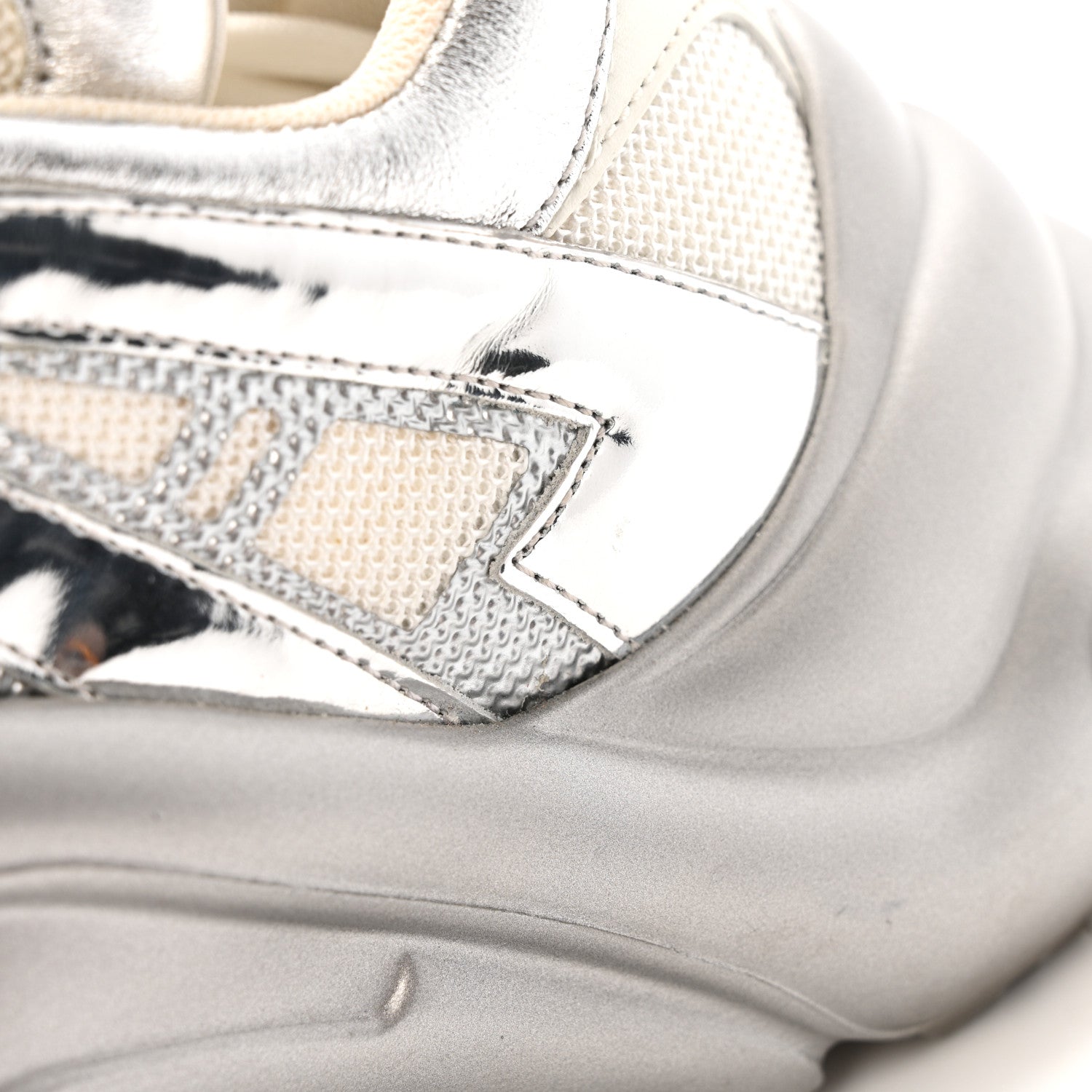 Metallic Calfskin Technical Nylon LV Archlight Sneakers 37 White Silver