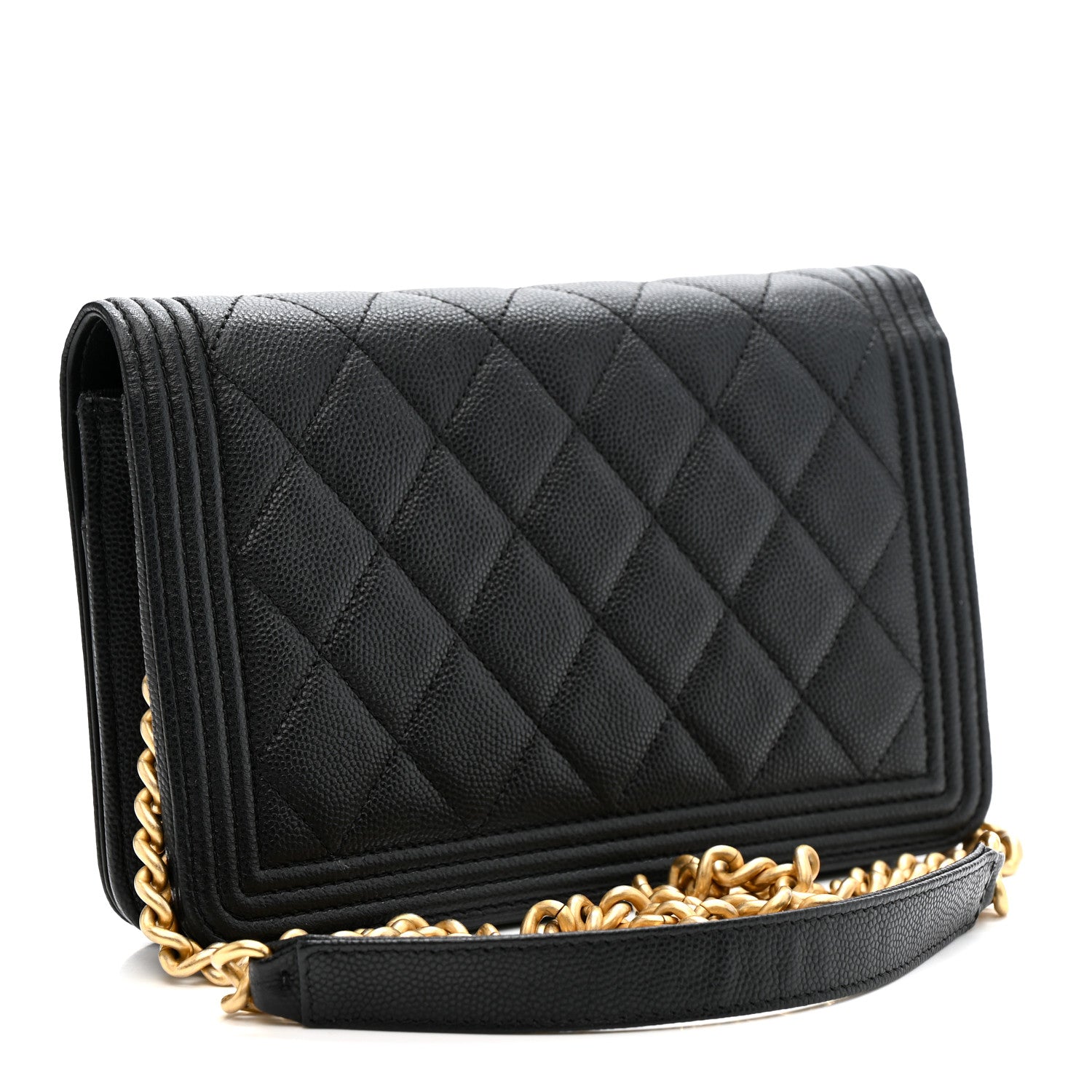 Caviar Quilted Boy Wallet On Chain WOC Black