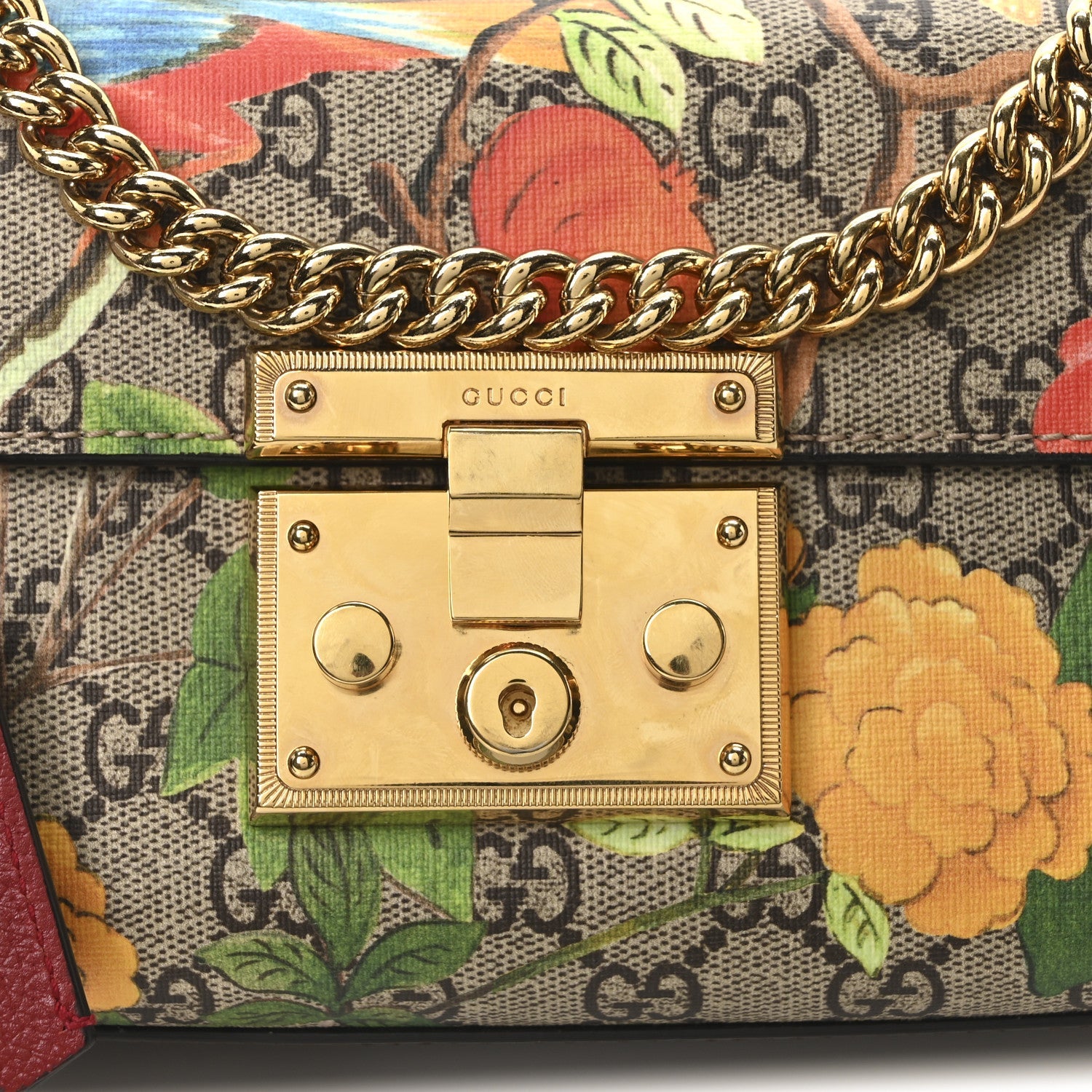 GG Supreme Monogram Tian Small Padlock Shoulder Bag Beige Multicolor New Acero