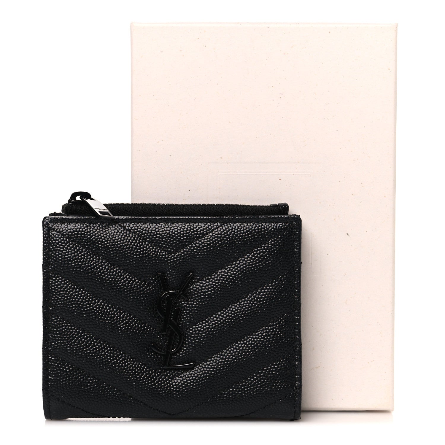 Grain De Poudre Matelasse Chevron Monogram Zipped Card Case Black