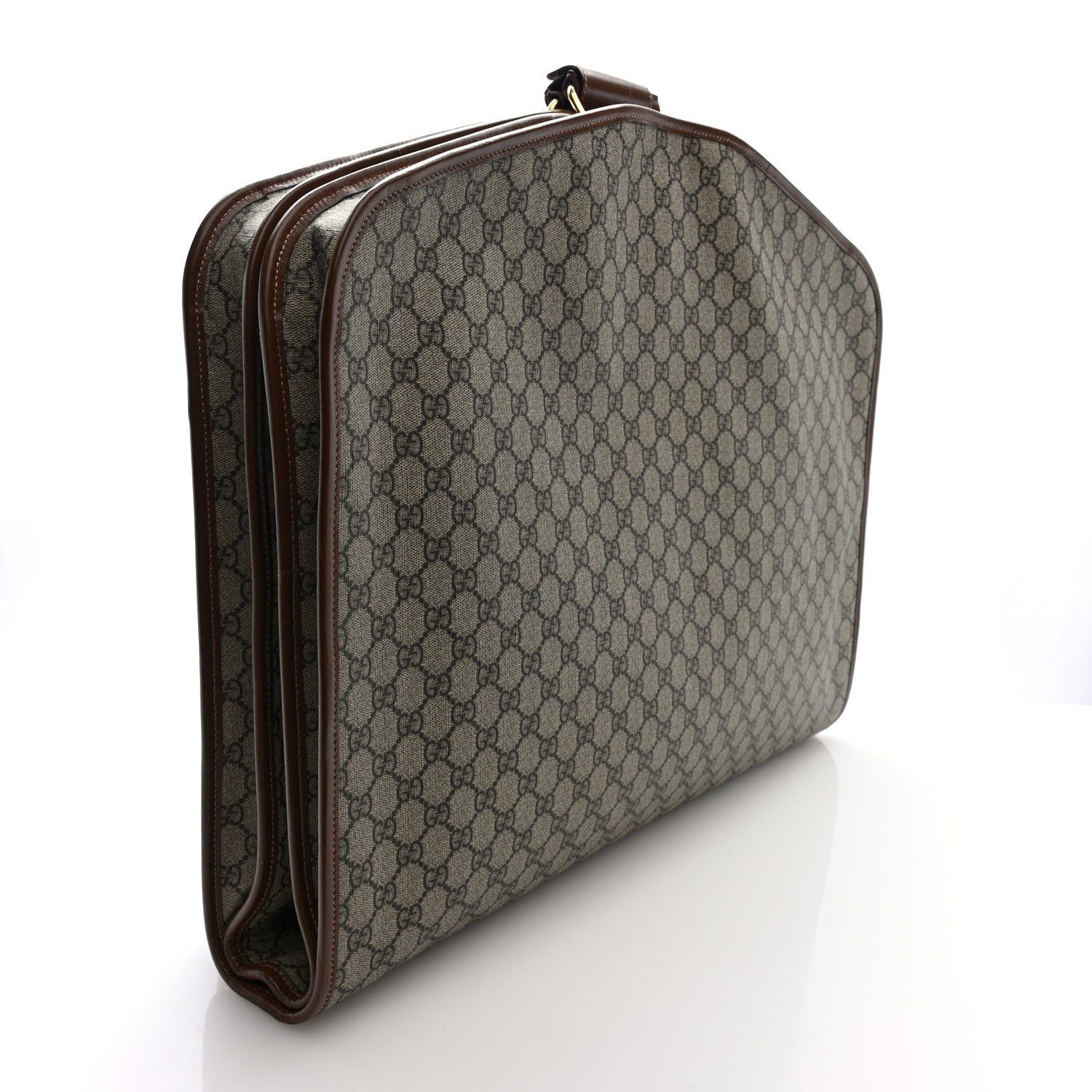 GG Supreme Monogram Azalea Calfskin Retro Interlocking G Hanger Garment Bag Beige Ebony Brown Sugar
