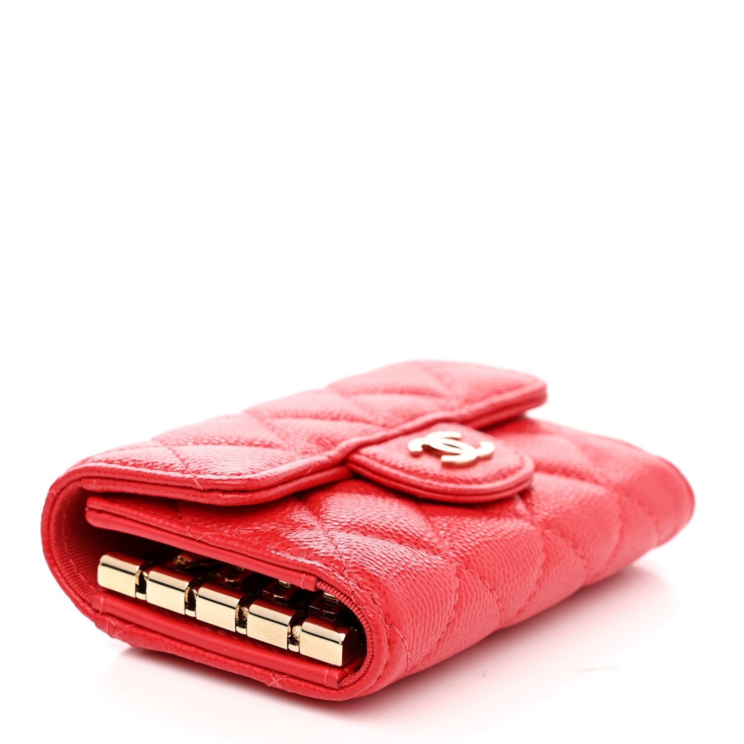 Caviar Quilted Classic 4 Key Holder Wallet Red