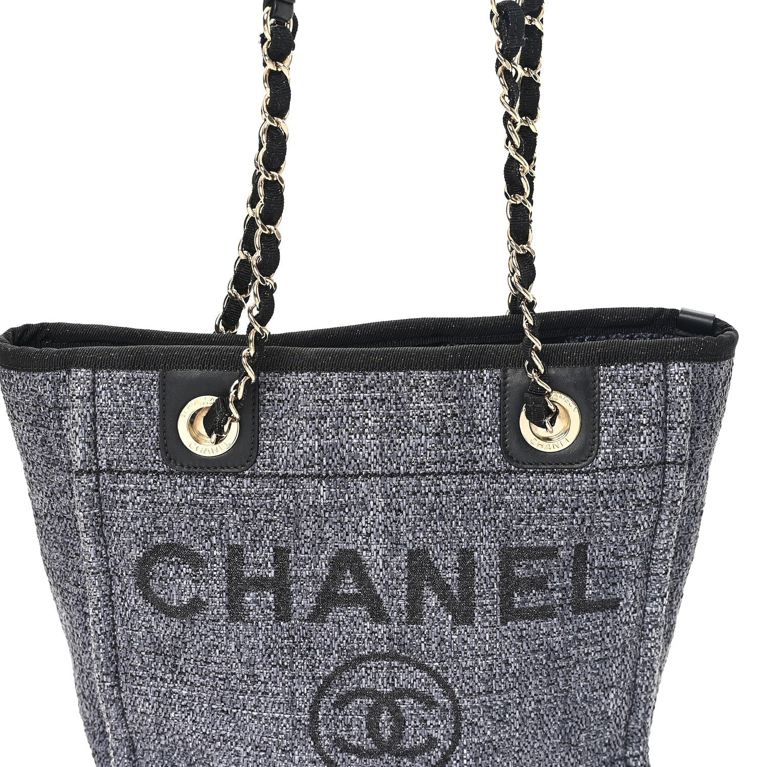 Lurex Boucle Mini Deauville Tote Black