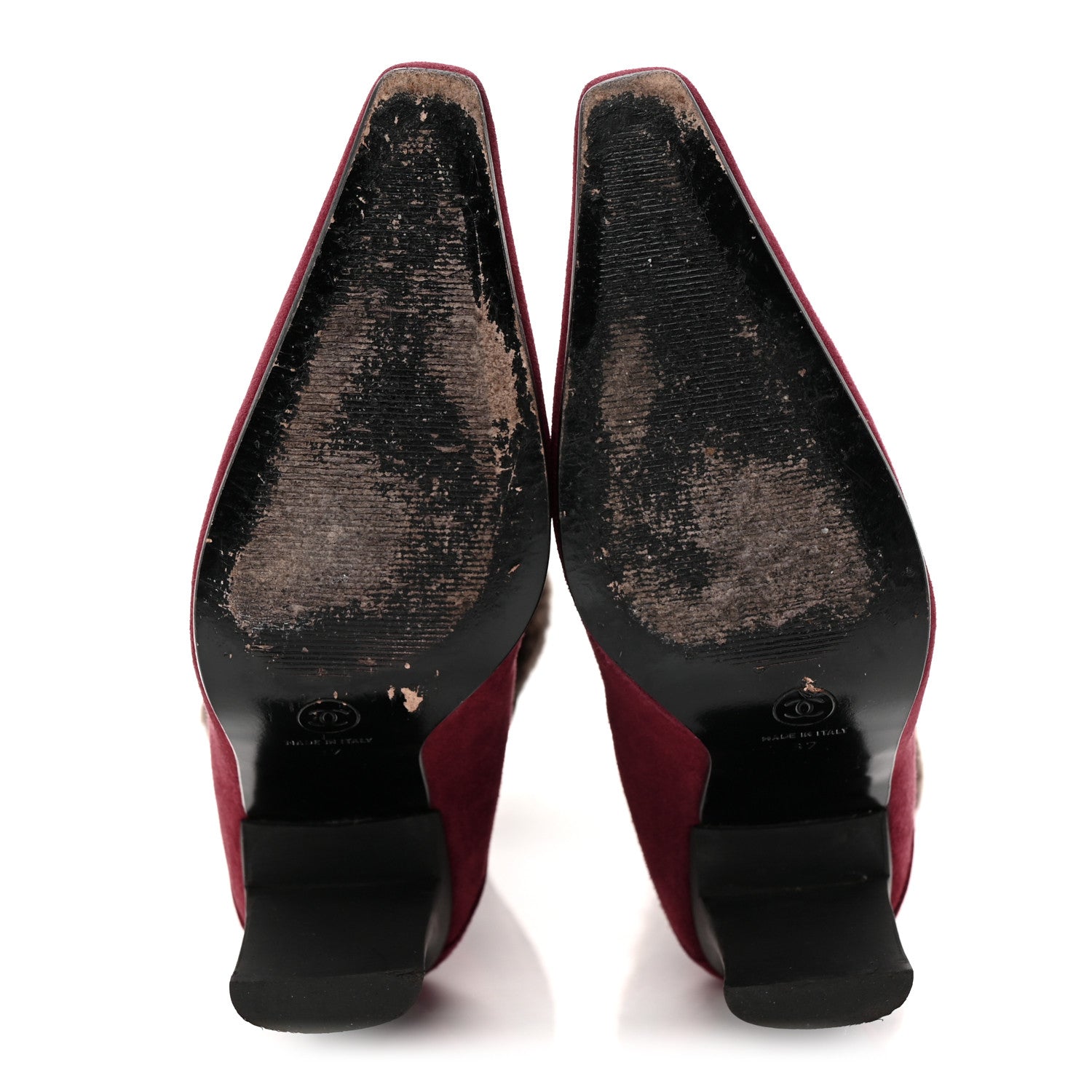 Suede Fur Fold Over Boots 37 Red