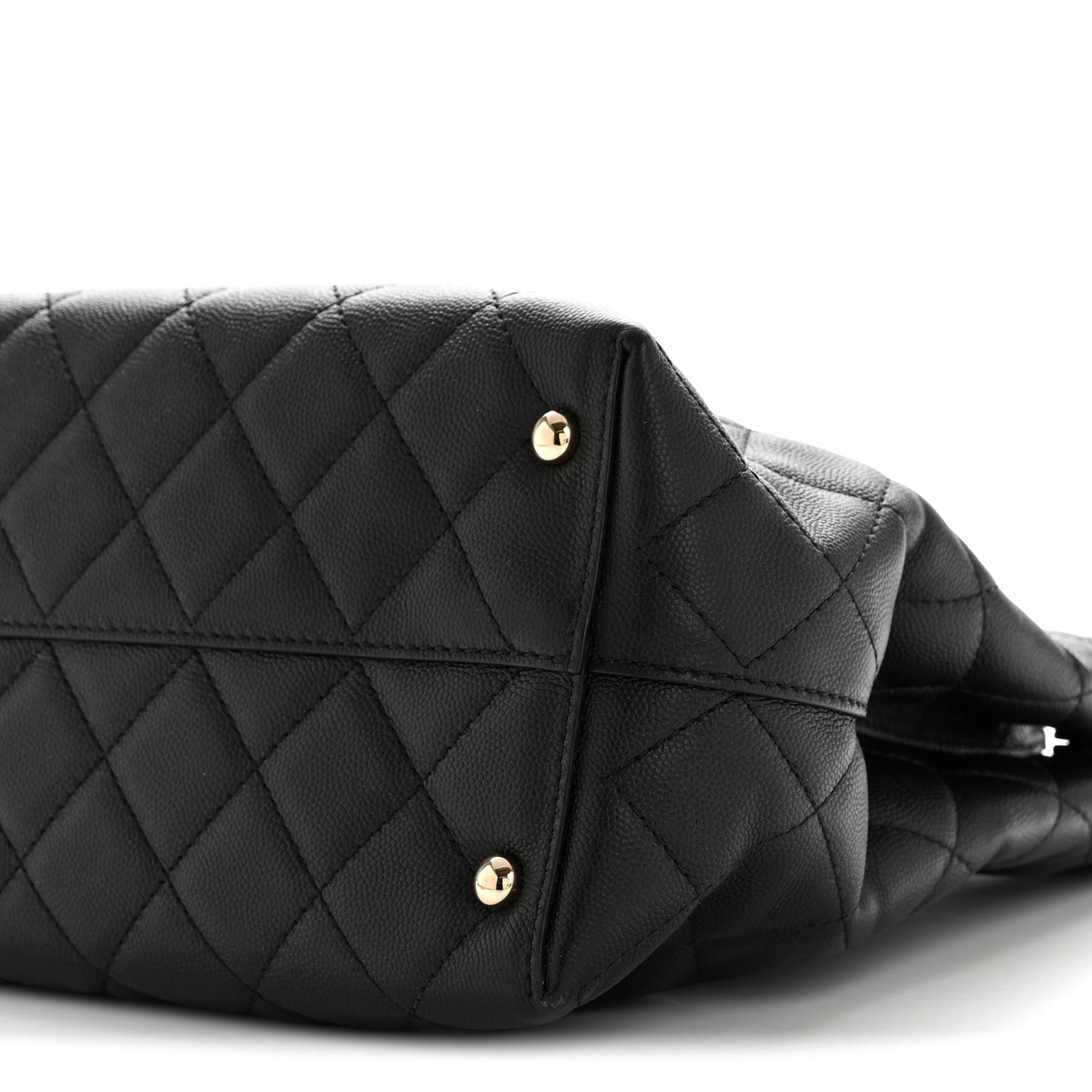 Caviar Quilted Small Shopping Tote  Black
