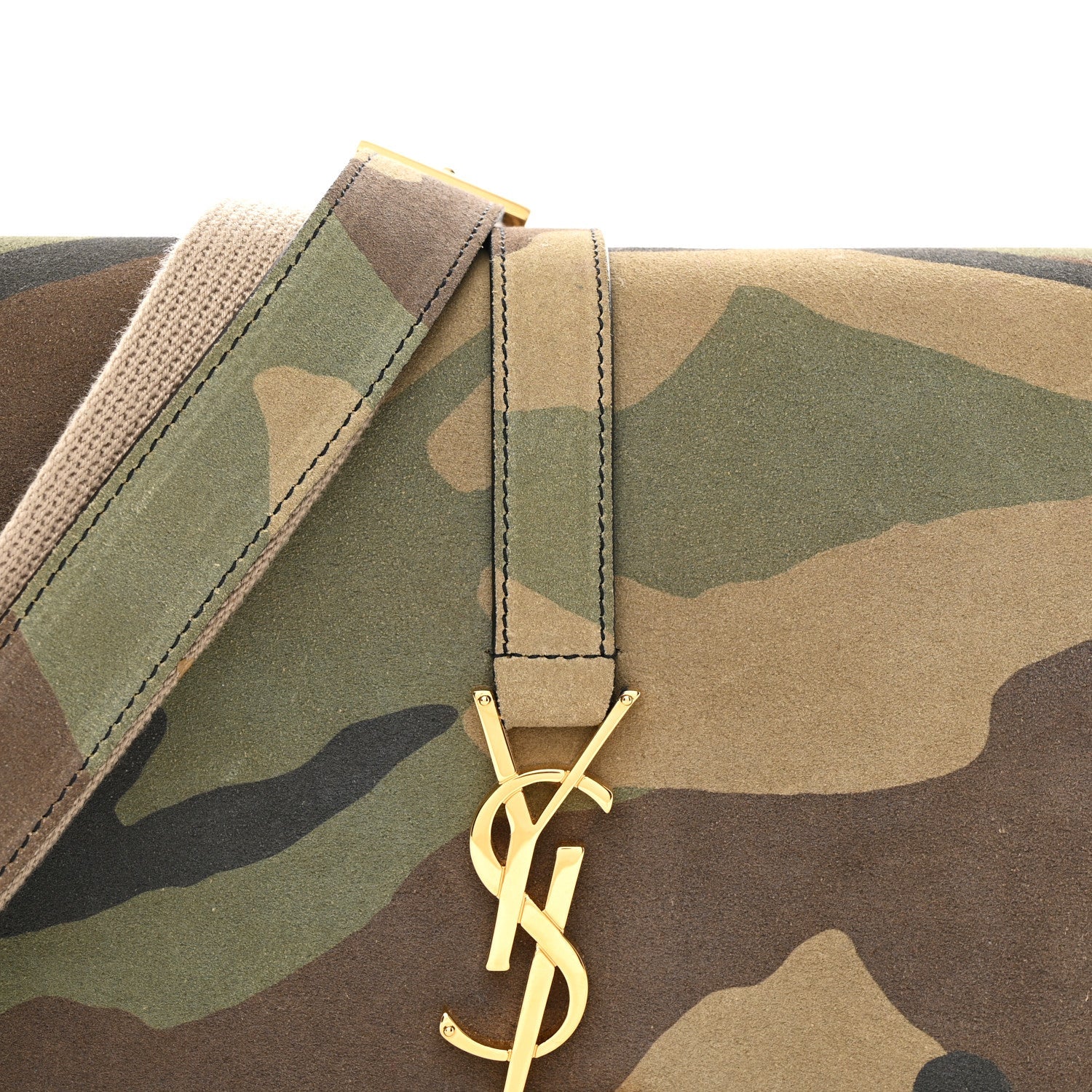 Suede Monogram University Camouflage Shoulder Bag Green