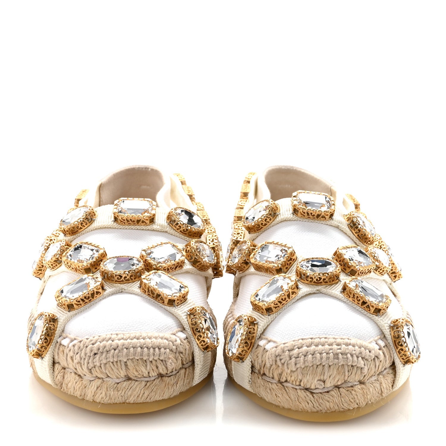 Canvas Crystal Embellished Espadrilles 36.5 Great White