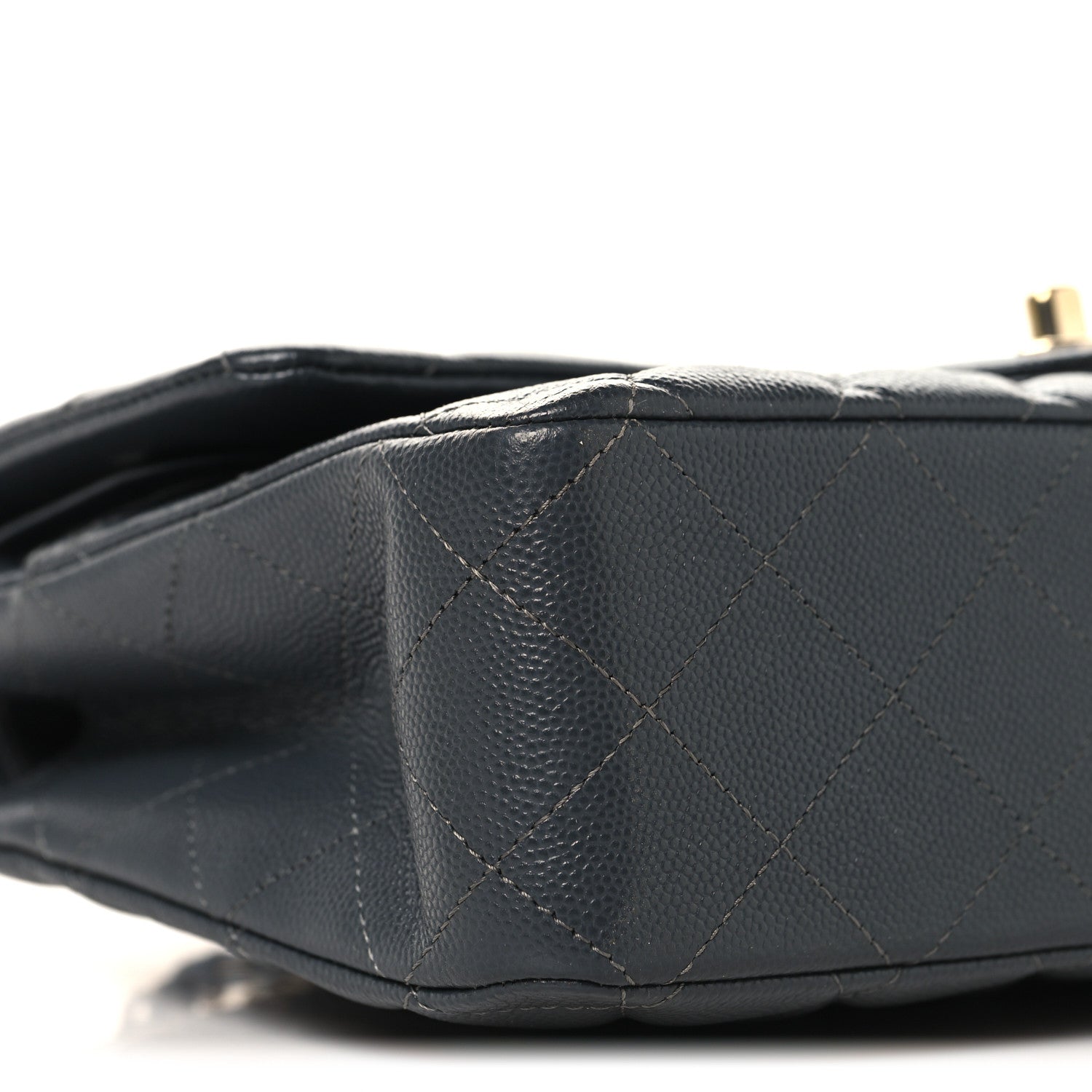 Caviar Quilted Medium Double Flap Dark Grey