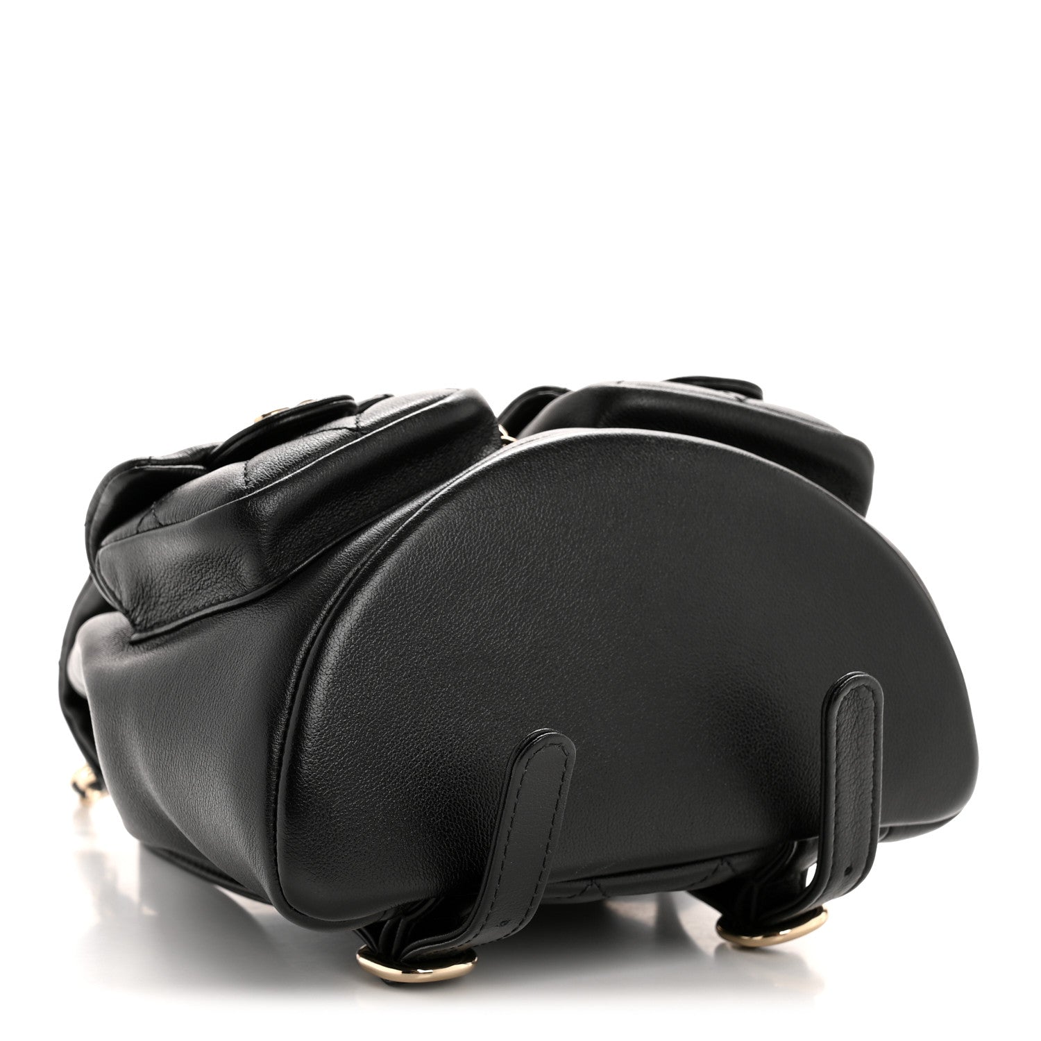 Calfskin Quilted Mini Duma Pockets Drawstring Backpack Black