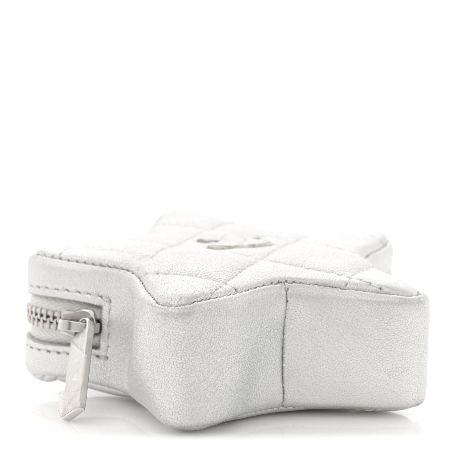 Metallic Lambskin Walk Of Fame Star Clip On Coin Purse Silver