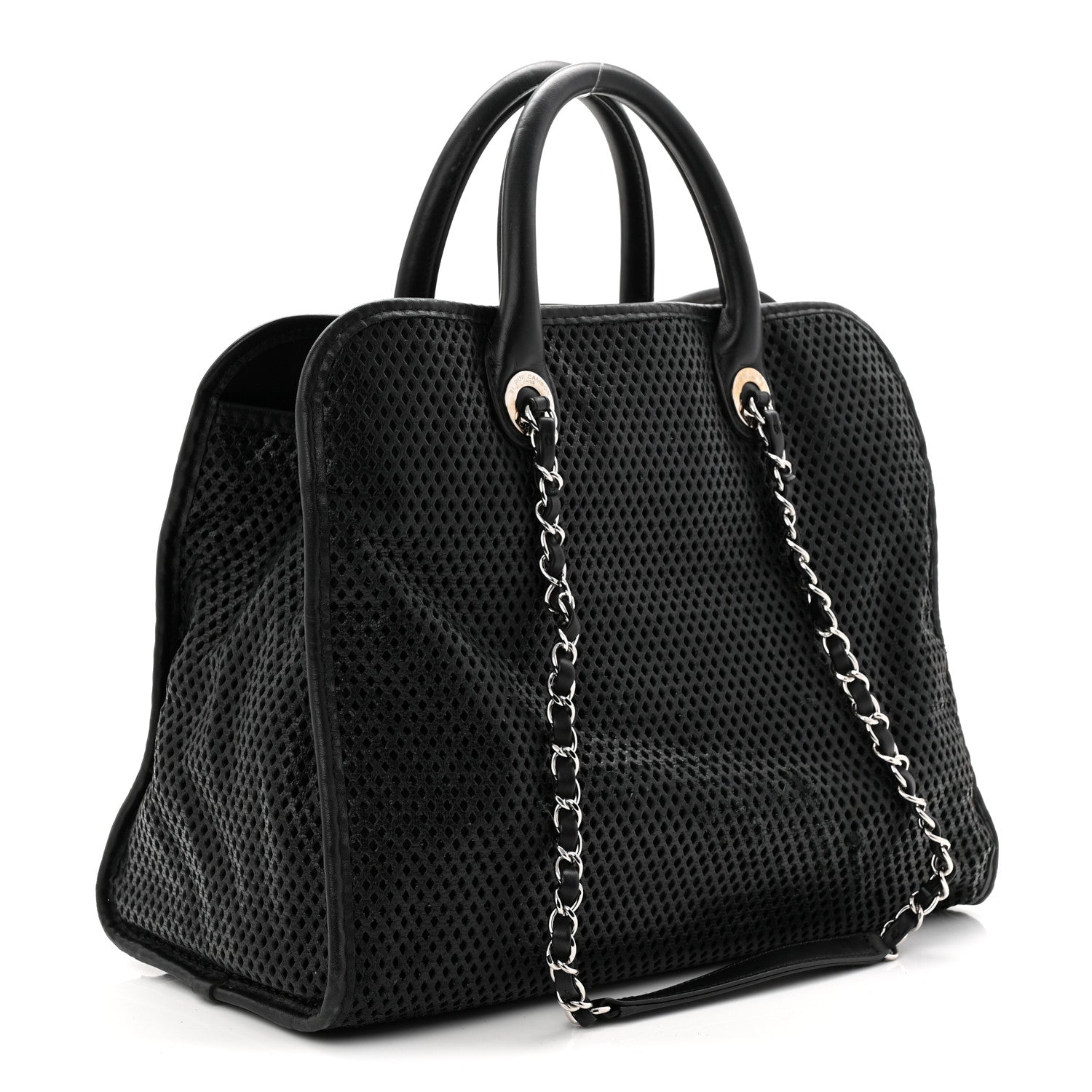 Calfskin Perforated Up In The Air Tote Black