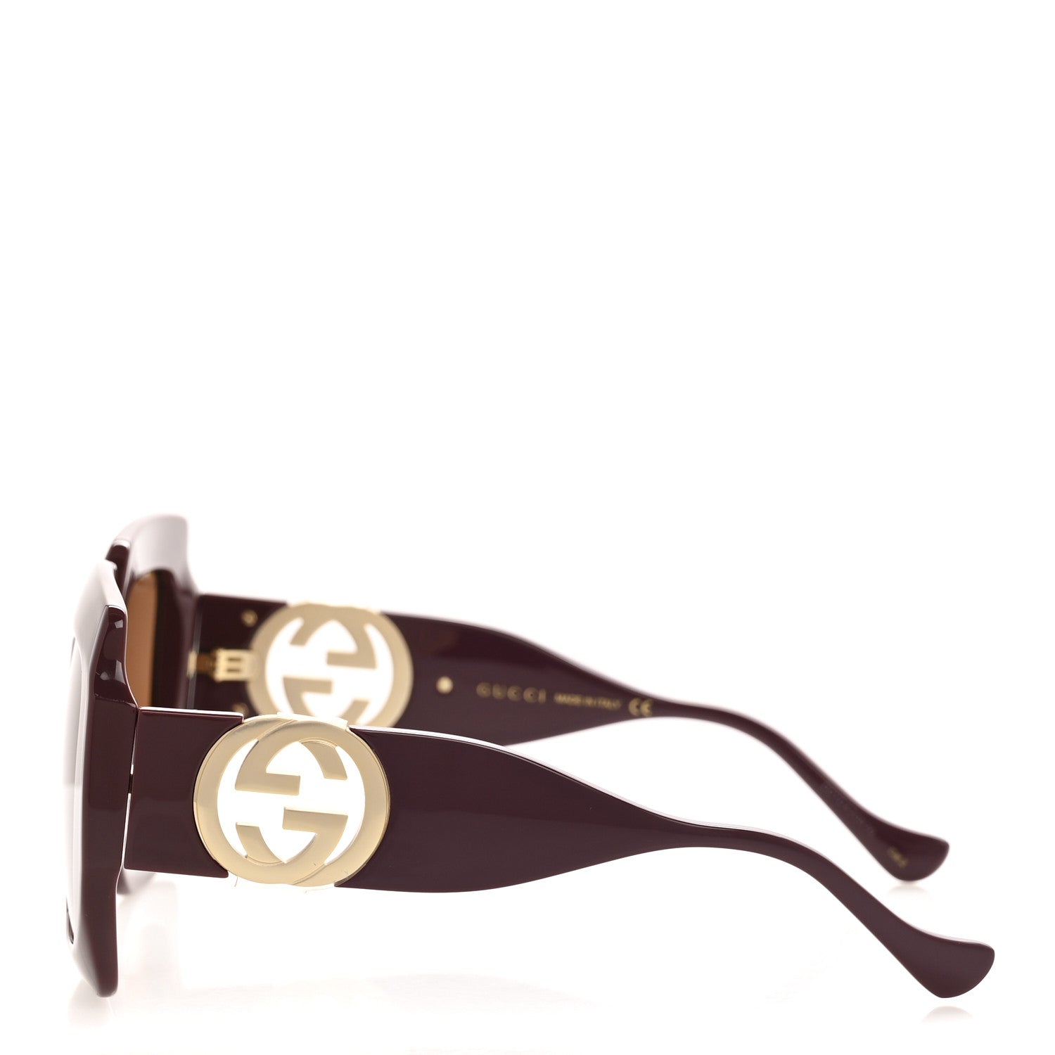 Acetate Rectangular Frame Chain Sunglasses GG1022S Burgundy