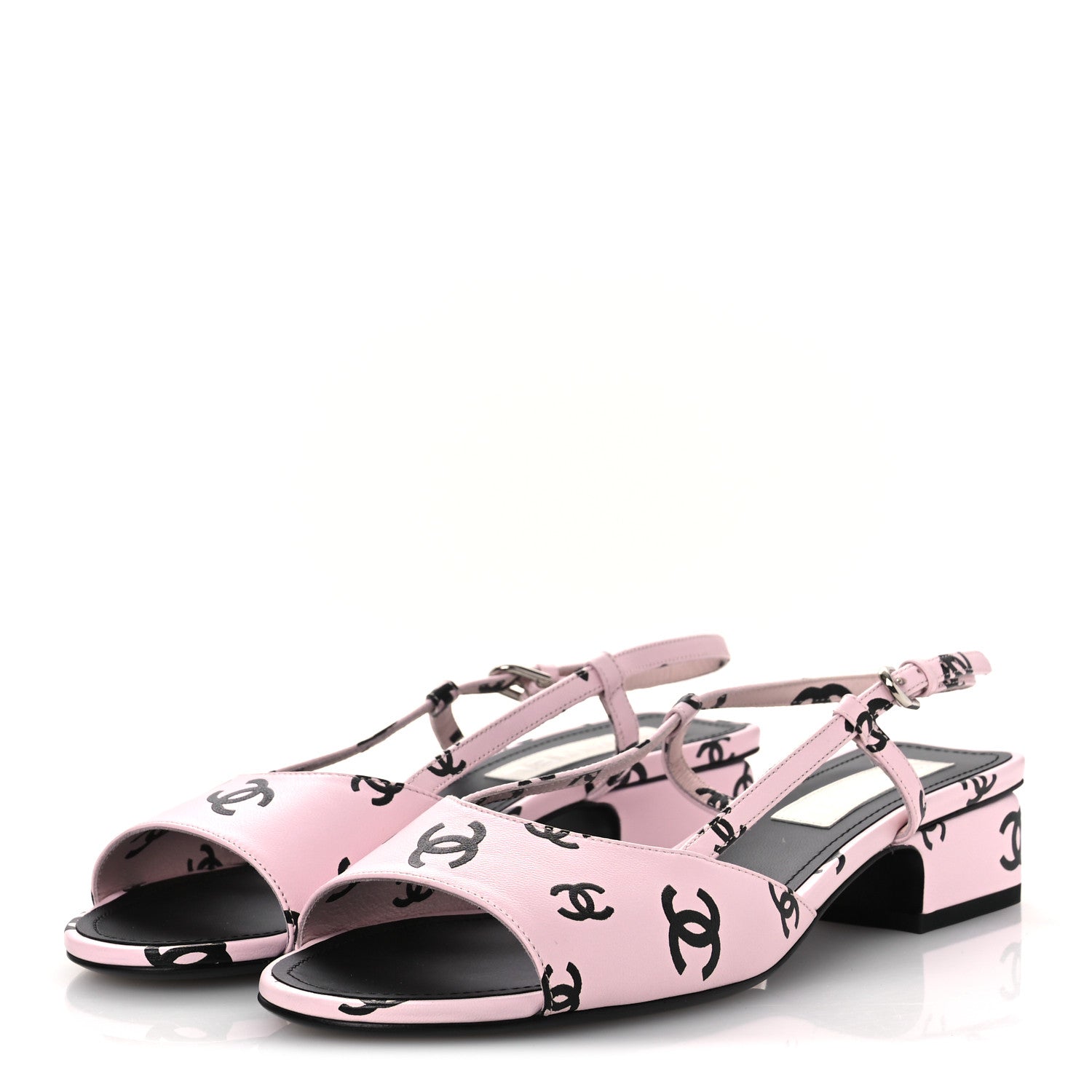 Printed Lambskin Coco Beach Sligback Sandals 40 Light Pink Black