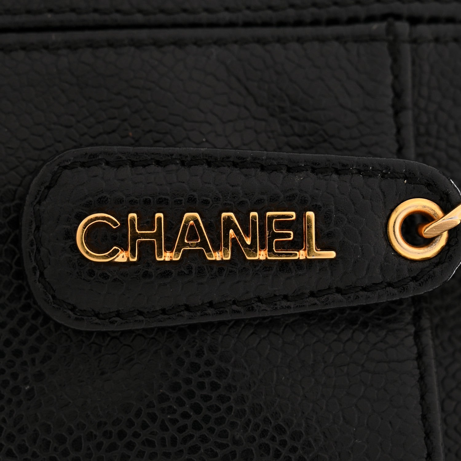 Caviar Logo Shoulder Bag Black