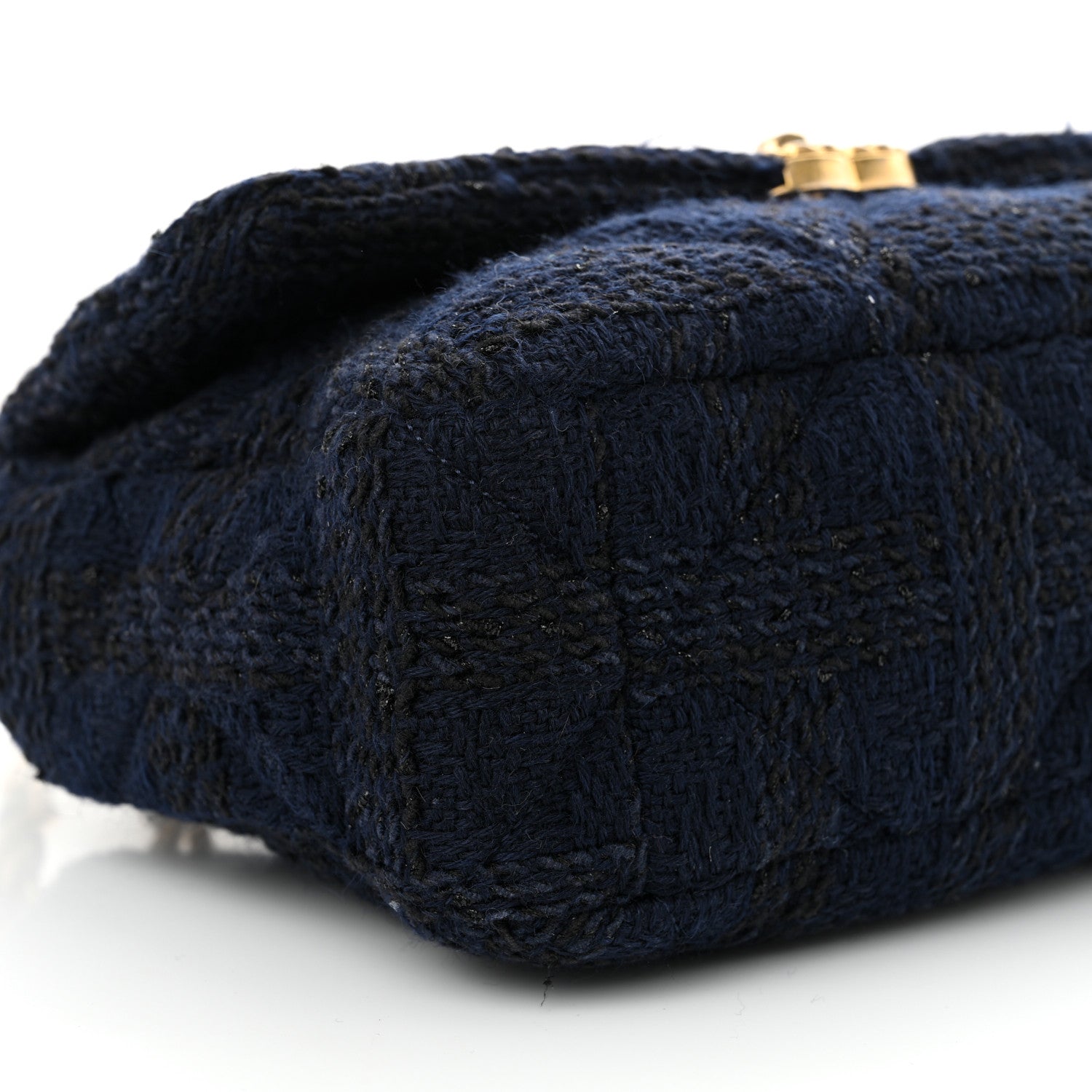 Tweed Quilted Large Chanel 19 Flap Navy Blue