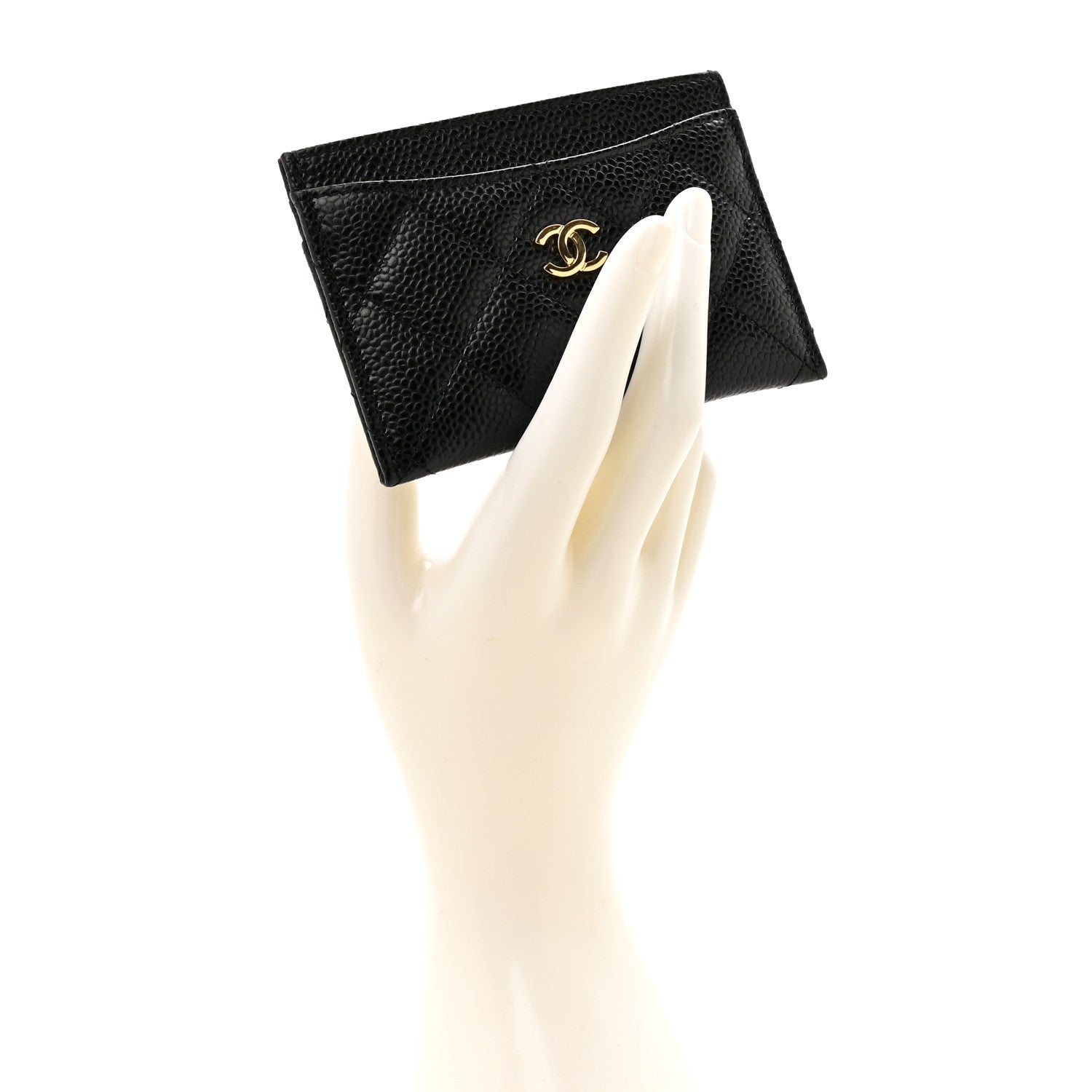 Caviar Quilted Card Holder Black
