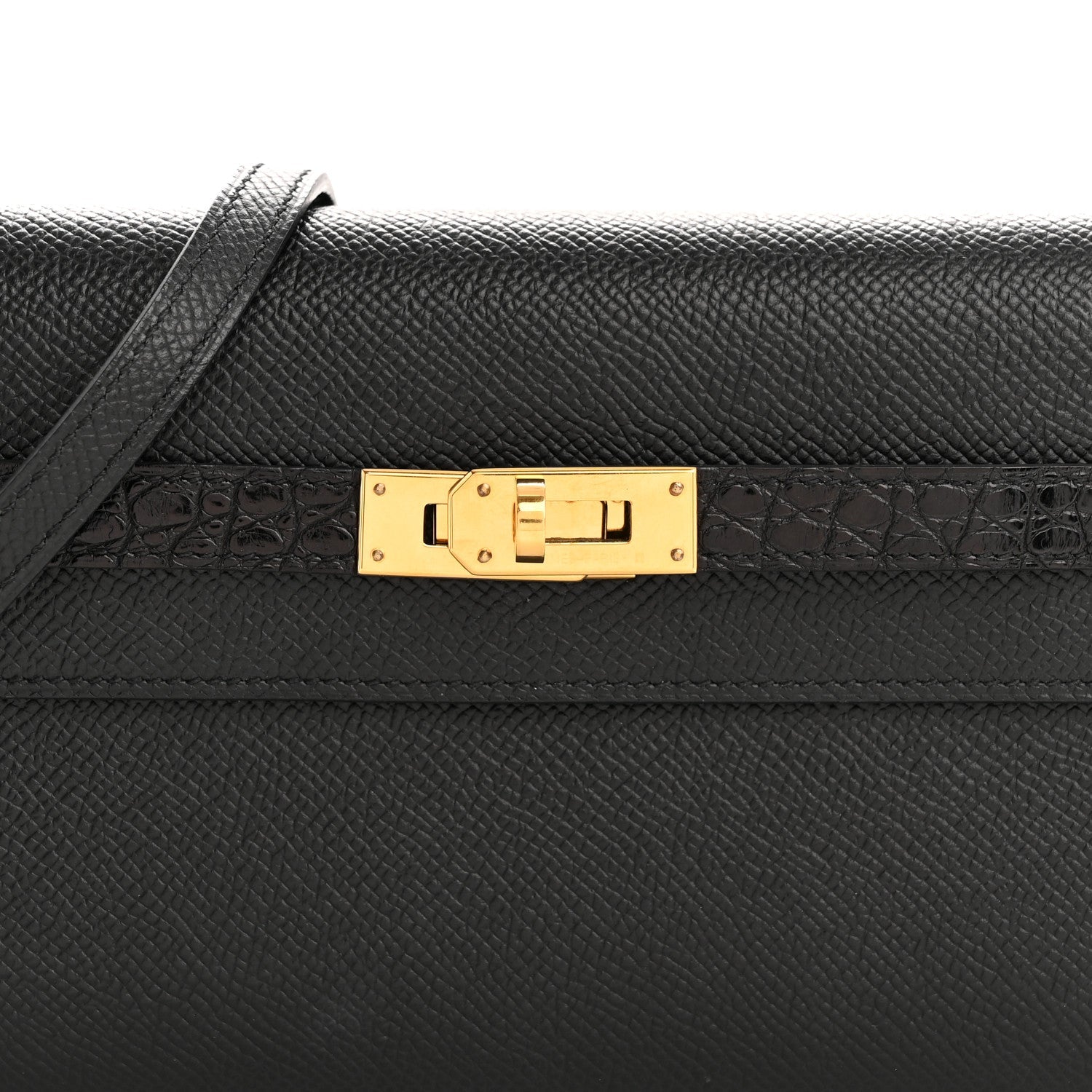 Epsom Shiny Alligator Touch Kelly Wallet To Go Black