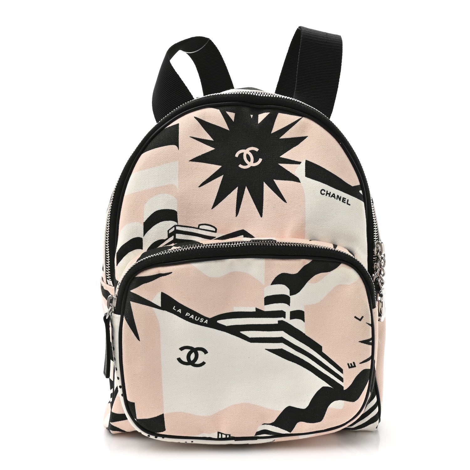 Canvas Cruise La Pausa Print Backpack Pink White Black