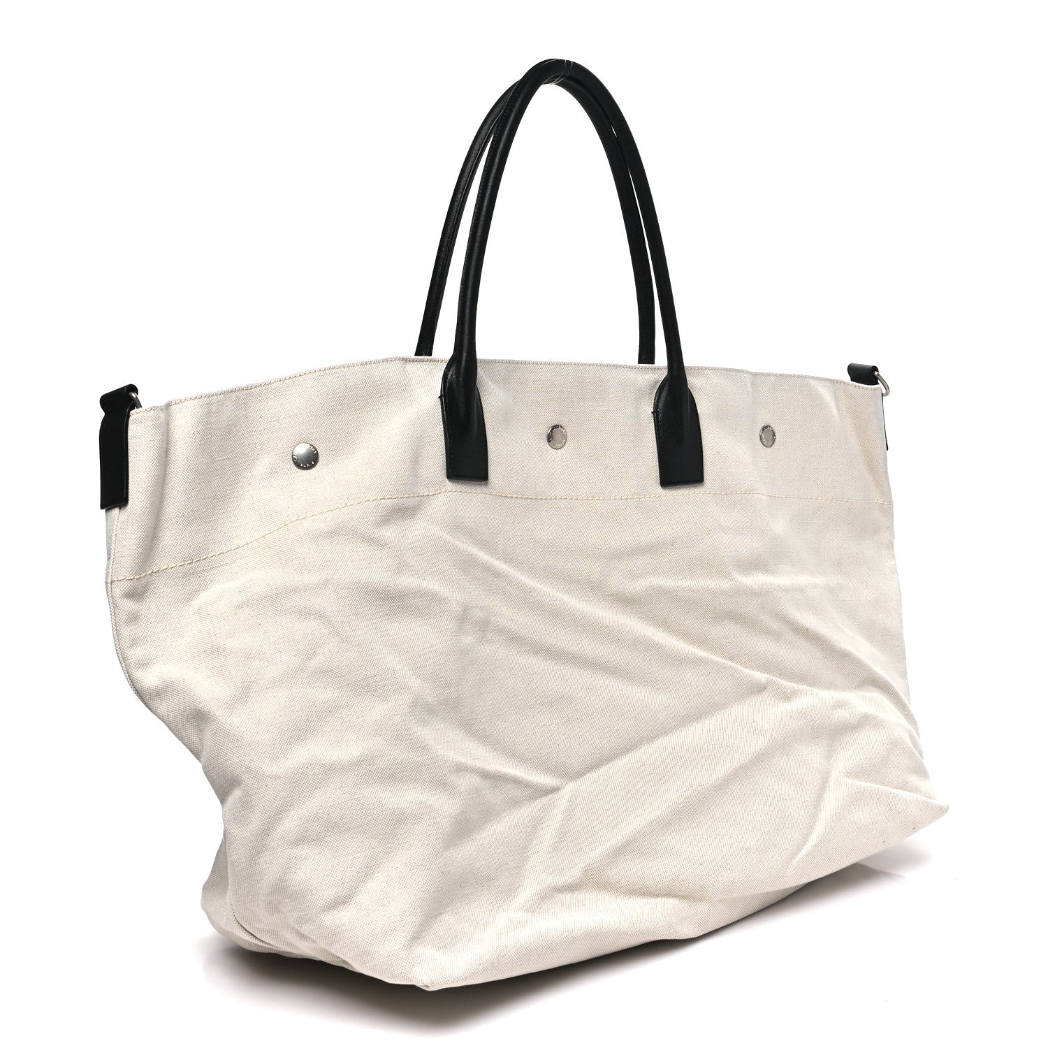 Linen Calfskin Rive Gauche Maxi Tote Grege et Noir