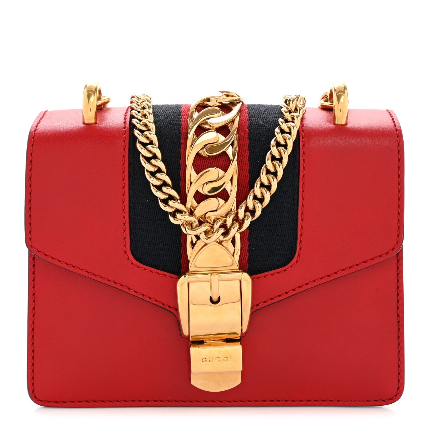 Calfskin Mini Sylvie Chain Shoulder Bag Hibiscus Red