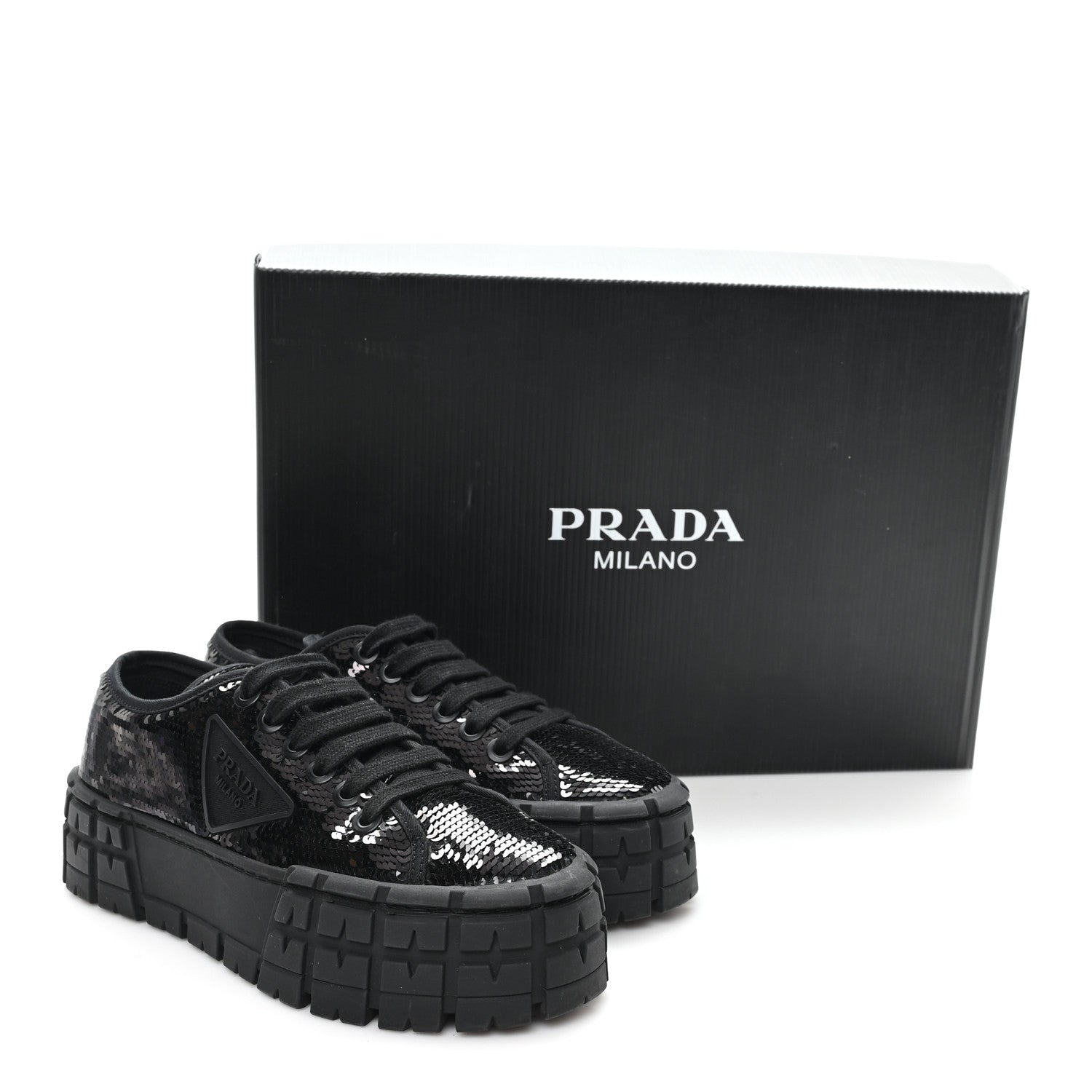 Paillettes Triangle Logo Double Wheel 50mm Sneakers 37 Black