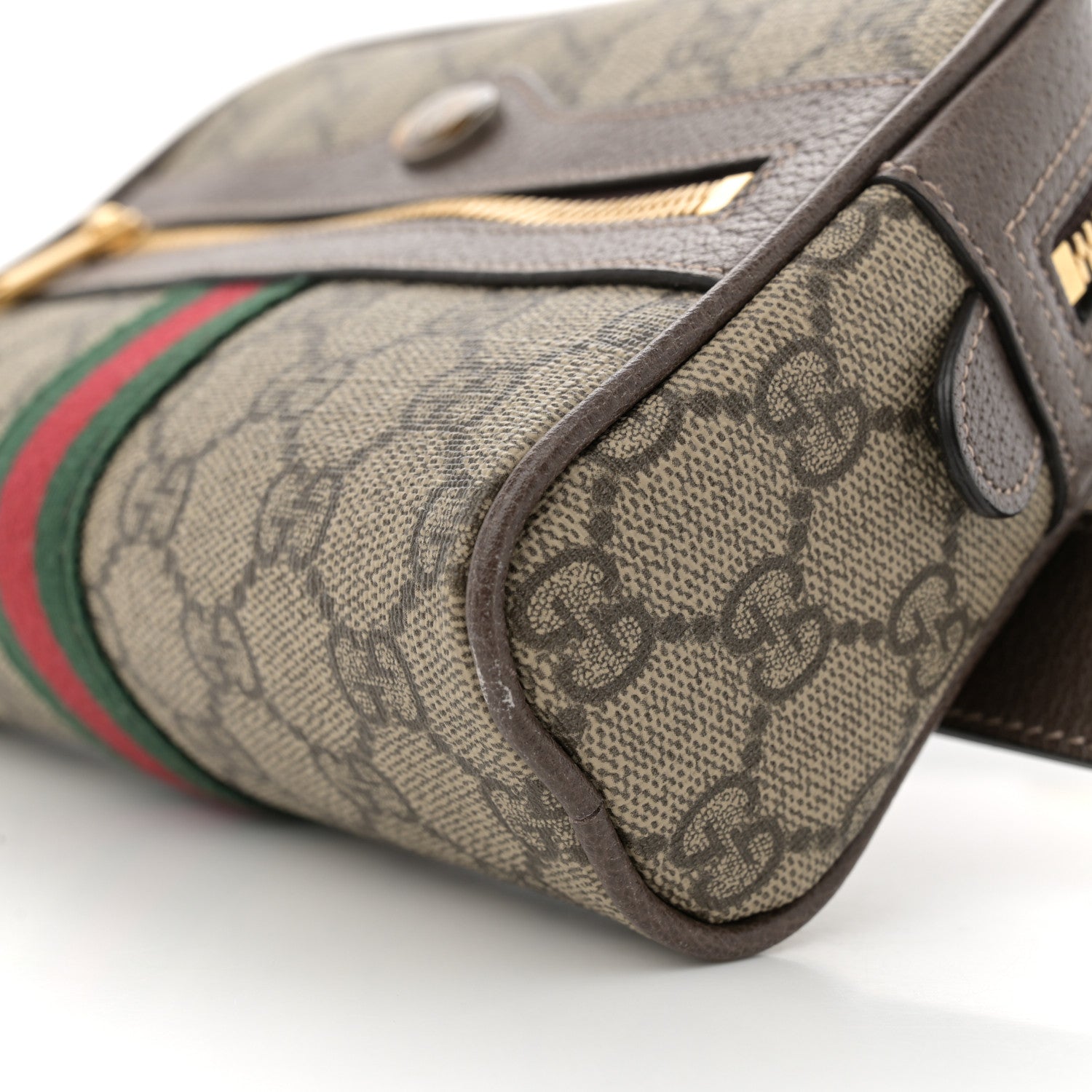 GG Supreme Monogram Web Small Ophidia Belt Bag 85 34 Dark Brown