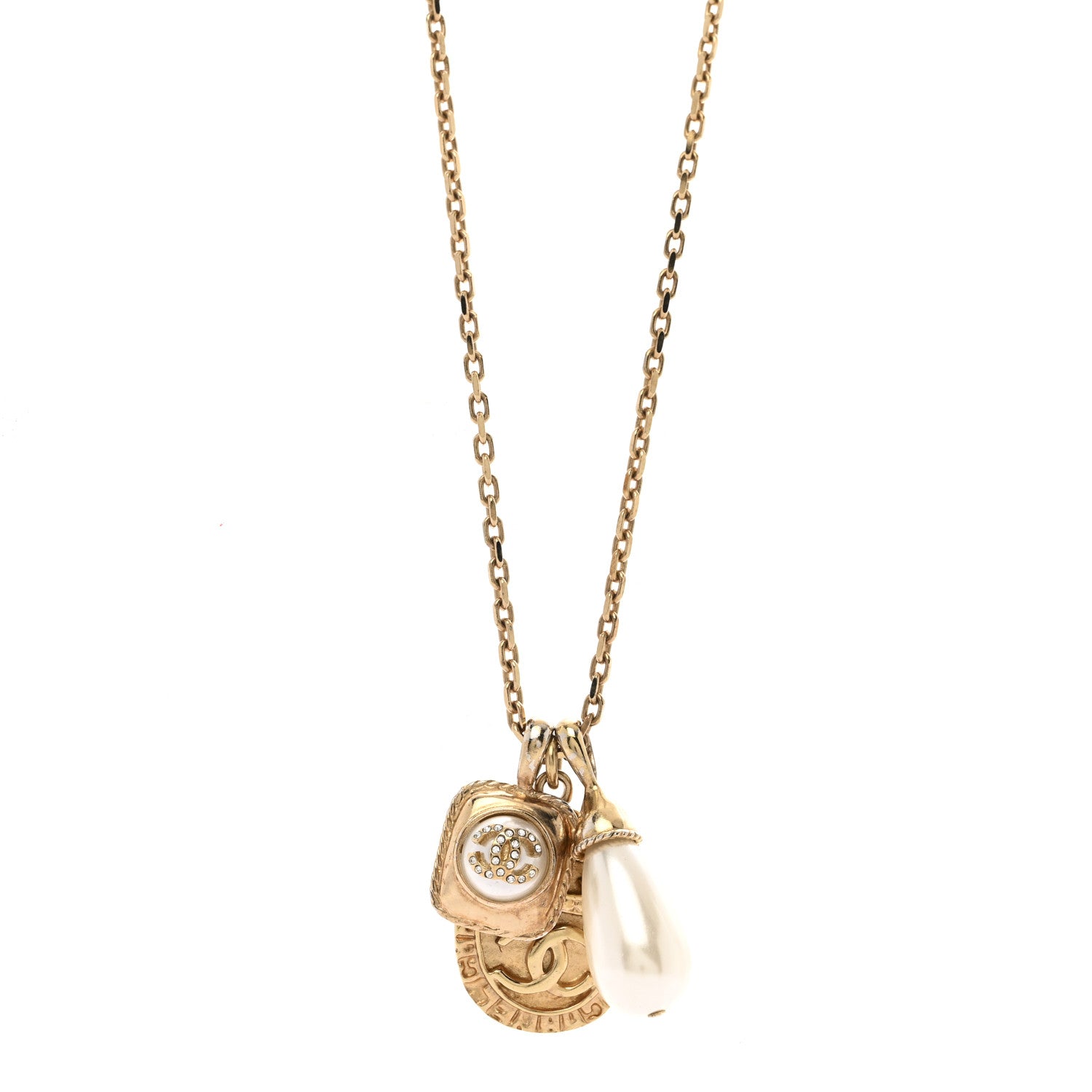 Crystal Pearl Necklace Gold