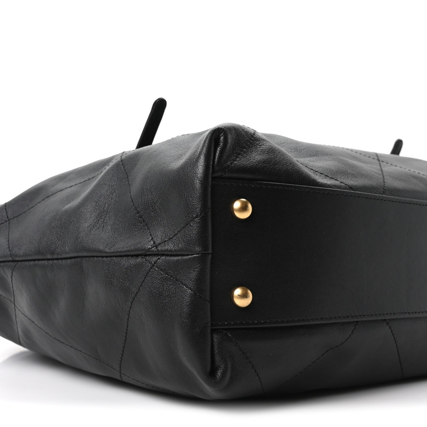 Calfskin Quilted Small Shopping Bag Black