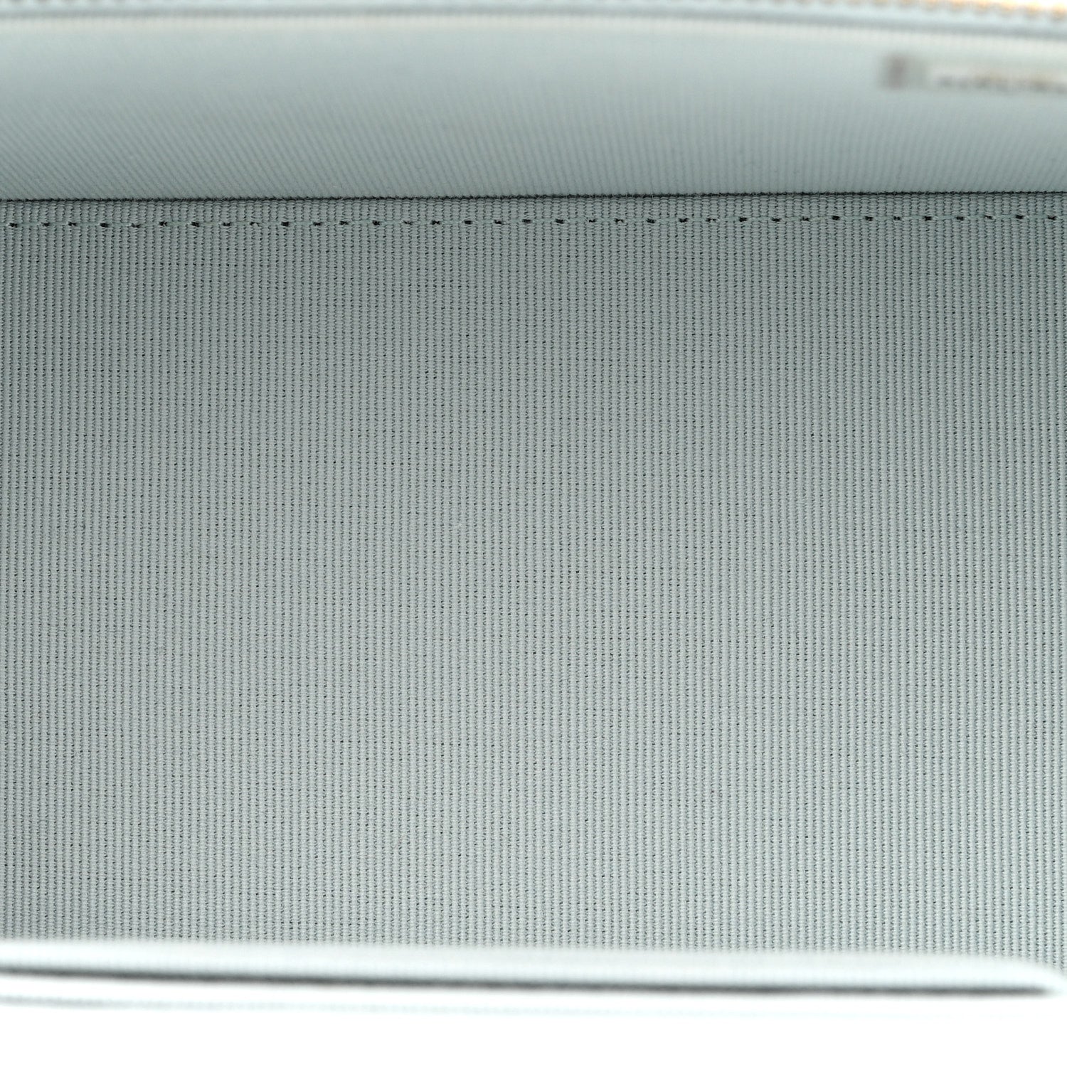 Lambskin Quilted Small Top Handle Vanity Case With Chain Light Blue