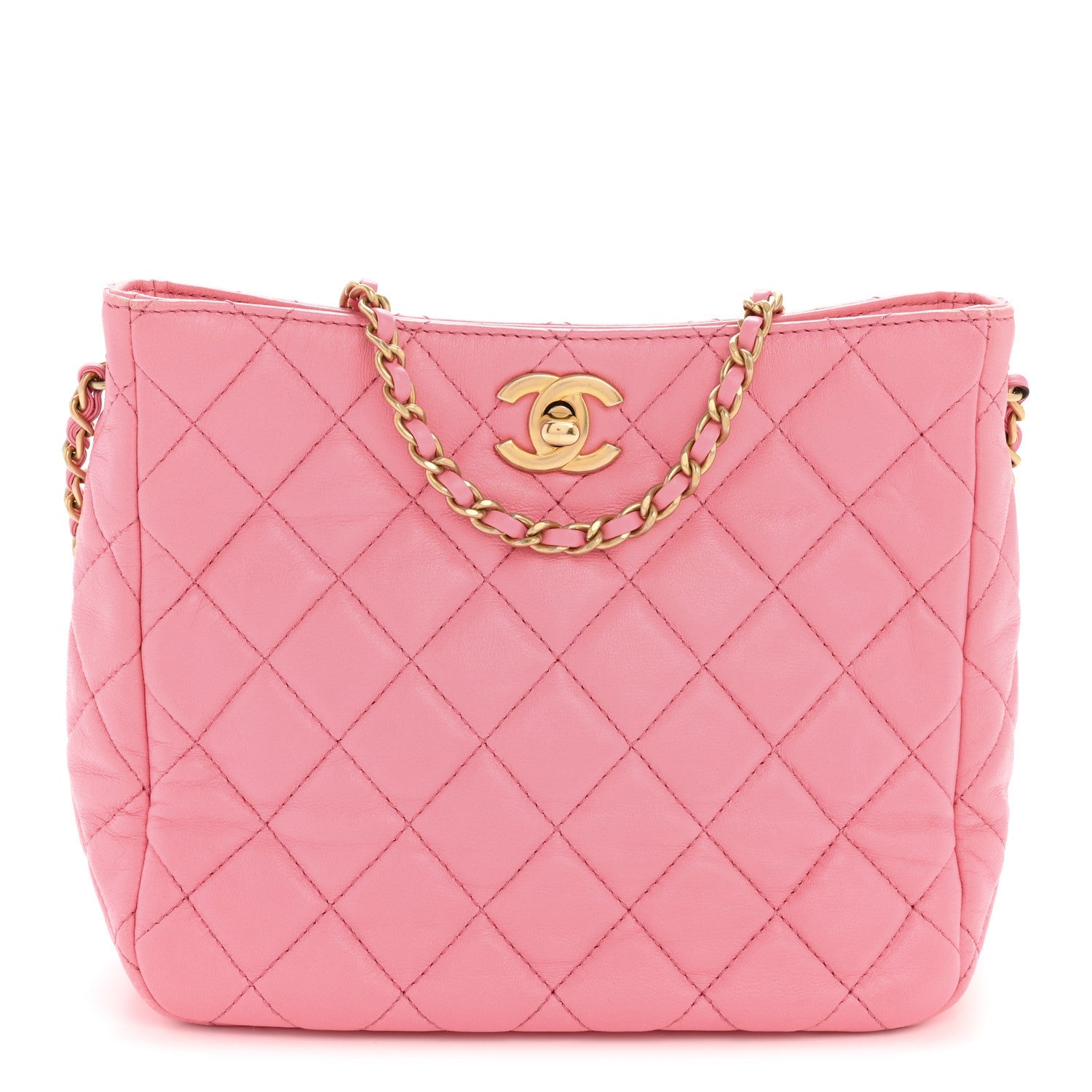 Lambskin Quilted Small Pearl Crush Hobo Pink