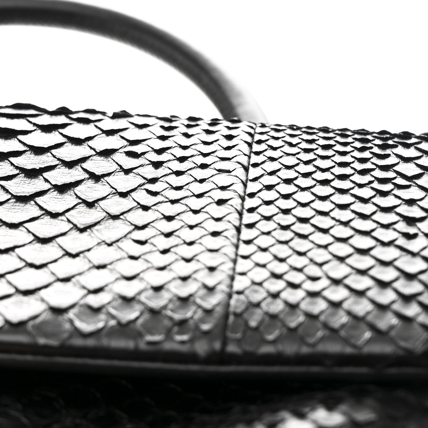 Snakeskin Small Coco Handle Flap Black