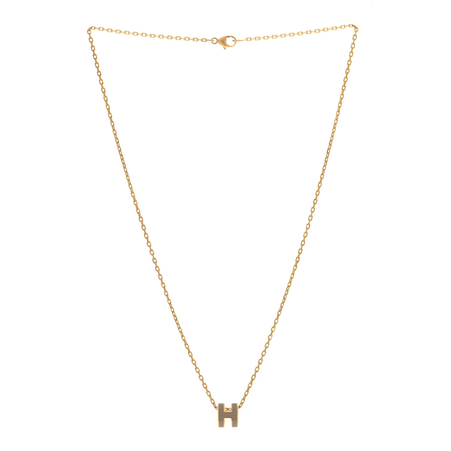 Lacquered Gold Mini Pop H Pendant Necklace Marron Glace