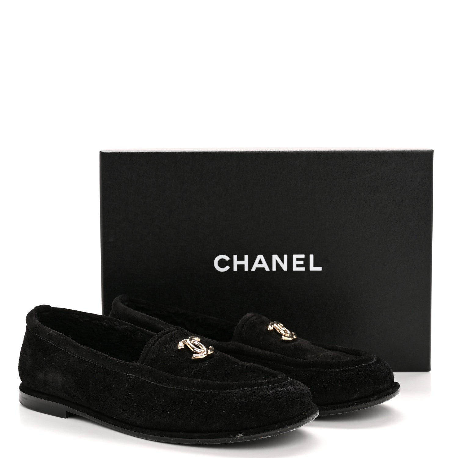 Suede Calfskin CC Loafers 39.5 Black