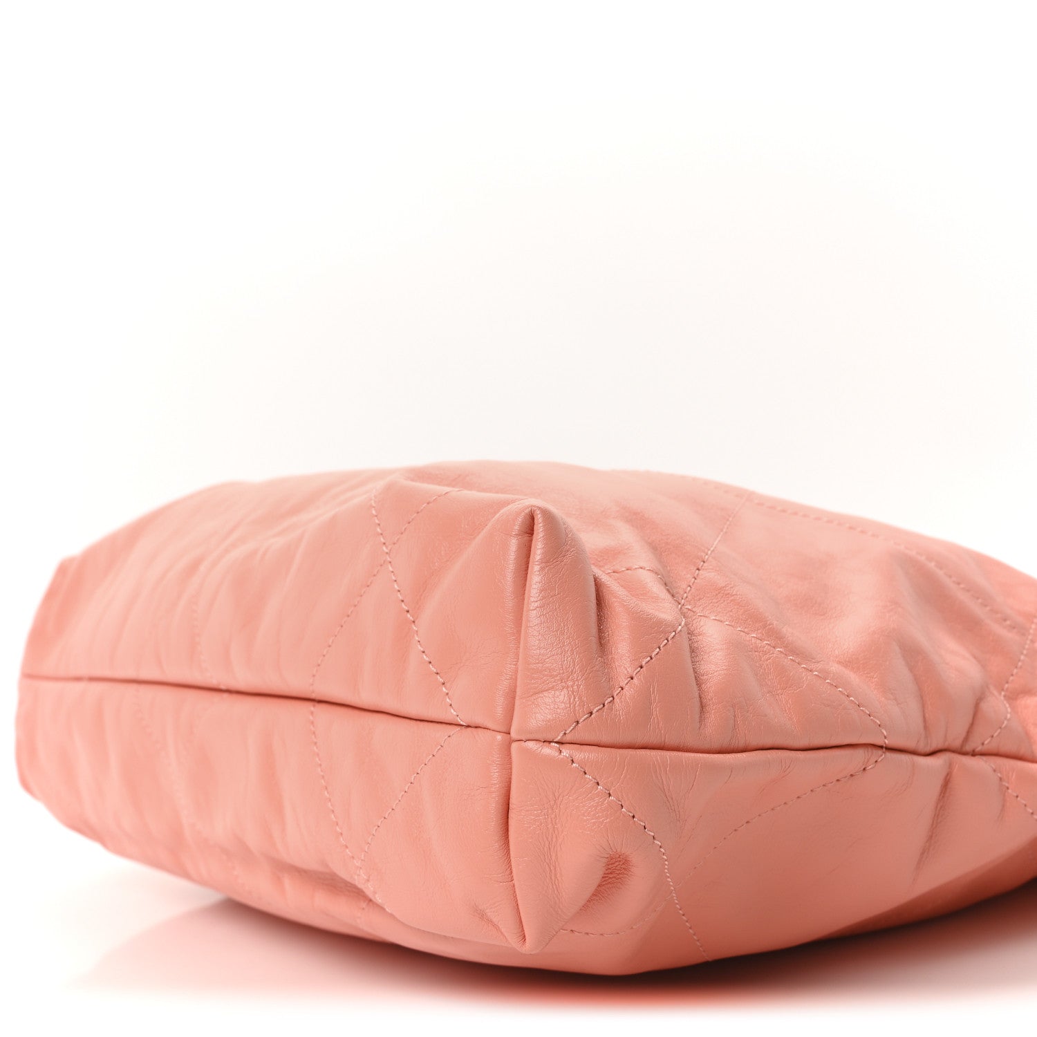 Shiny Calfskin Quilted Chanel 22 Light Orange