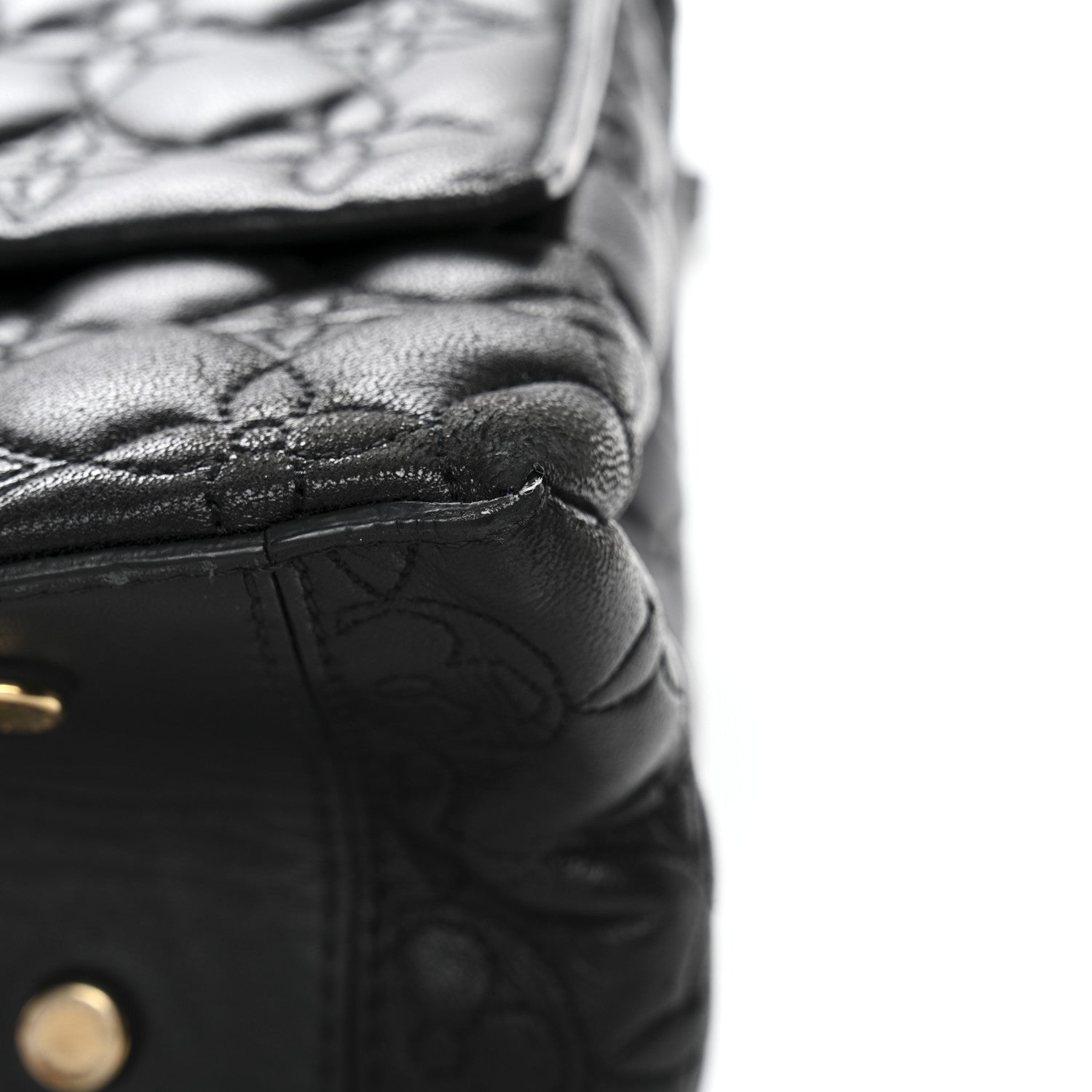 Lambskin Flower Quilted Twist Shoulder Bag GM Black