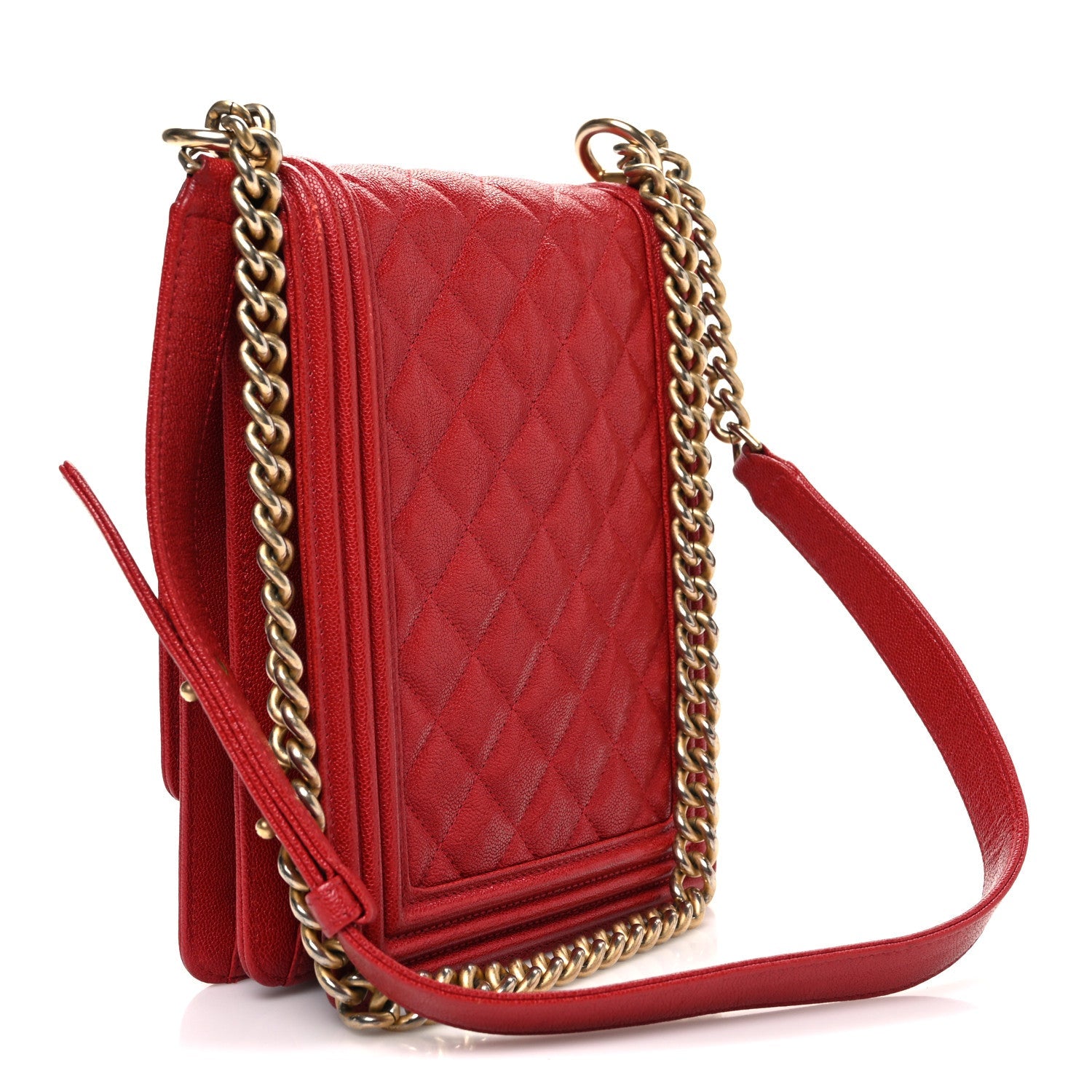 Caviar Quilted North South Boy Flap Red