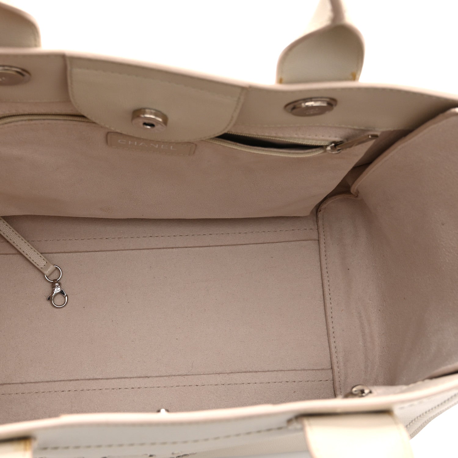 Caviar Small Studded Deauville Tote Ivory