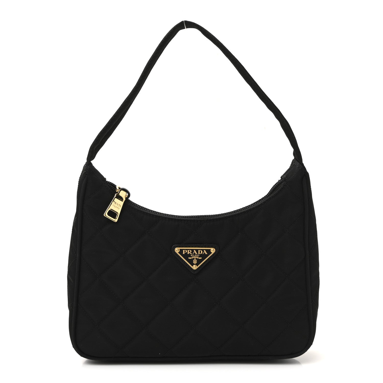 Tessuto Nylon Stitched Shoulder Bag Black
