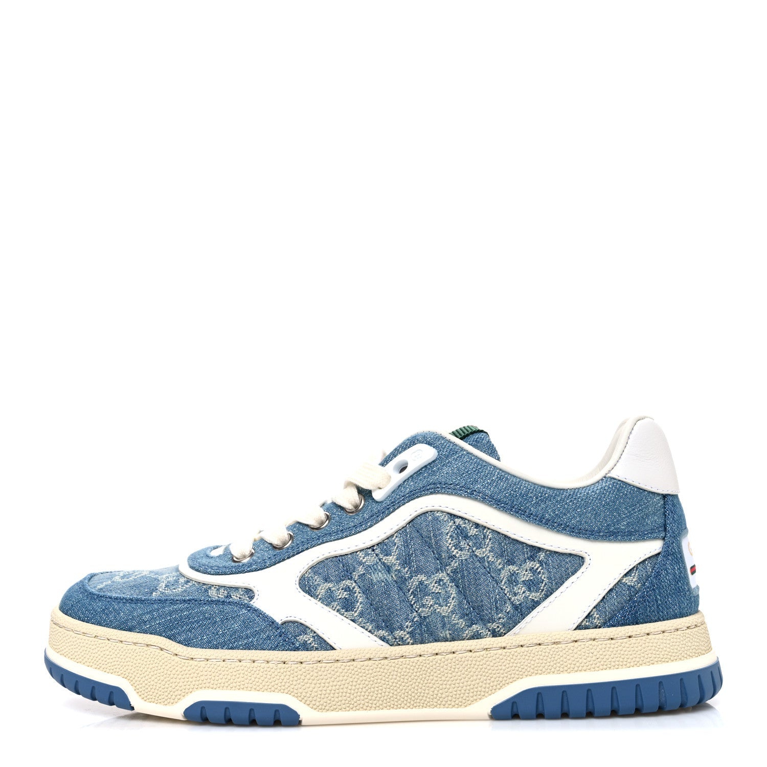 New Denim Delave GG Monogram Womens Re-Web Sneakers 36 Light Blue Royale